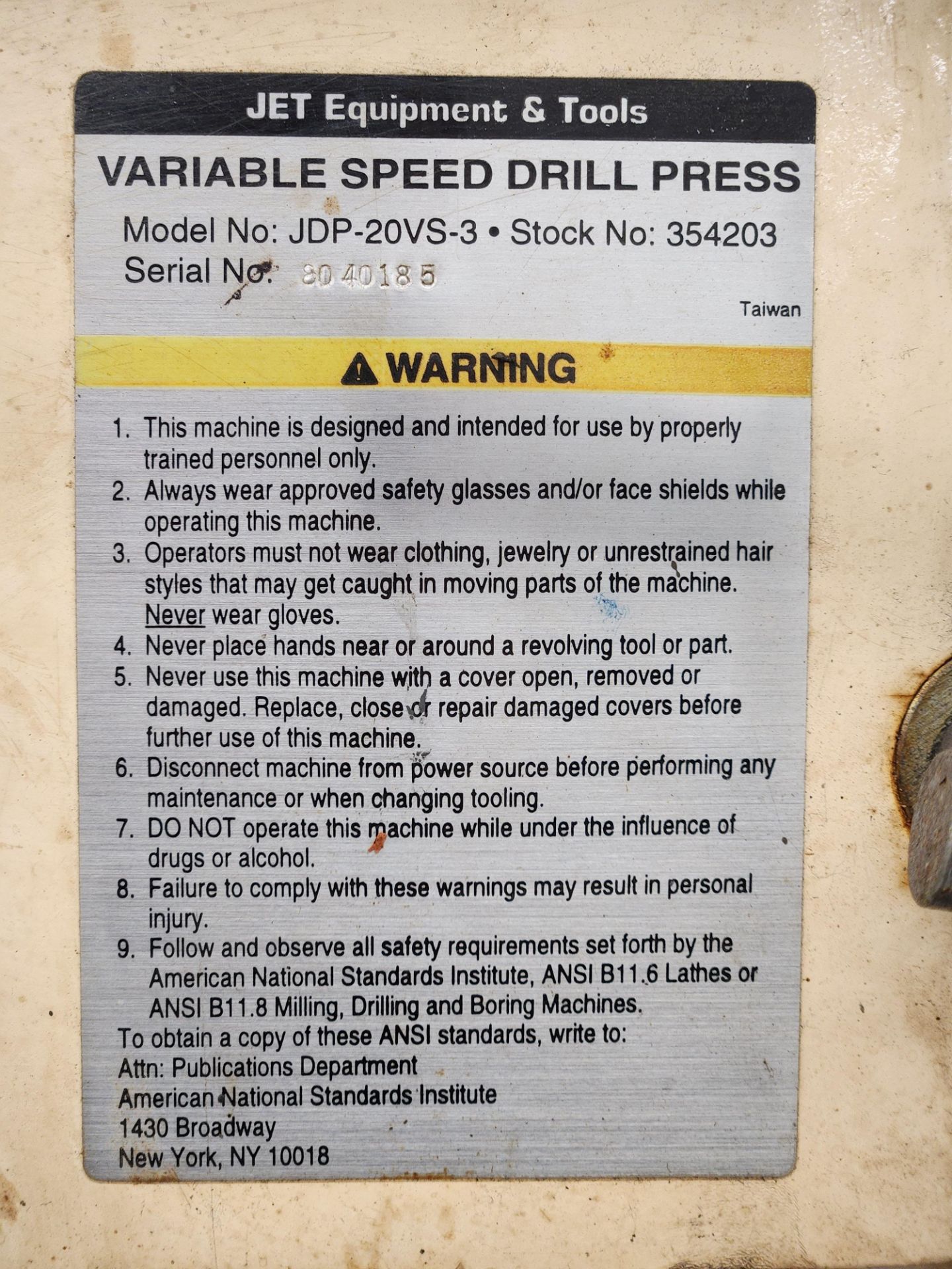 Jet Variable Speed Drill Press - Image 5 of 6