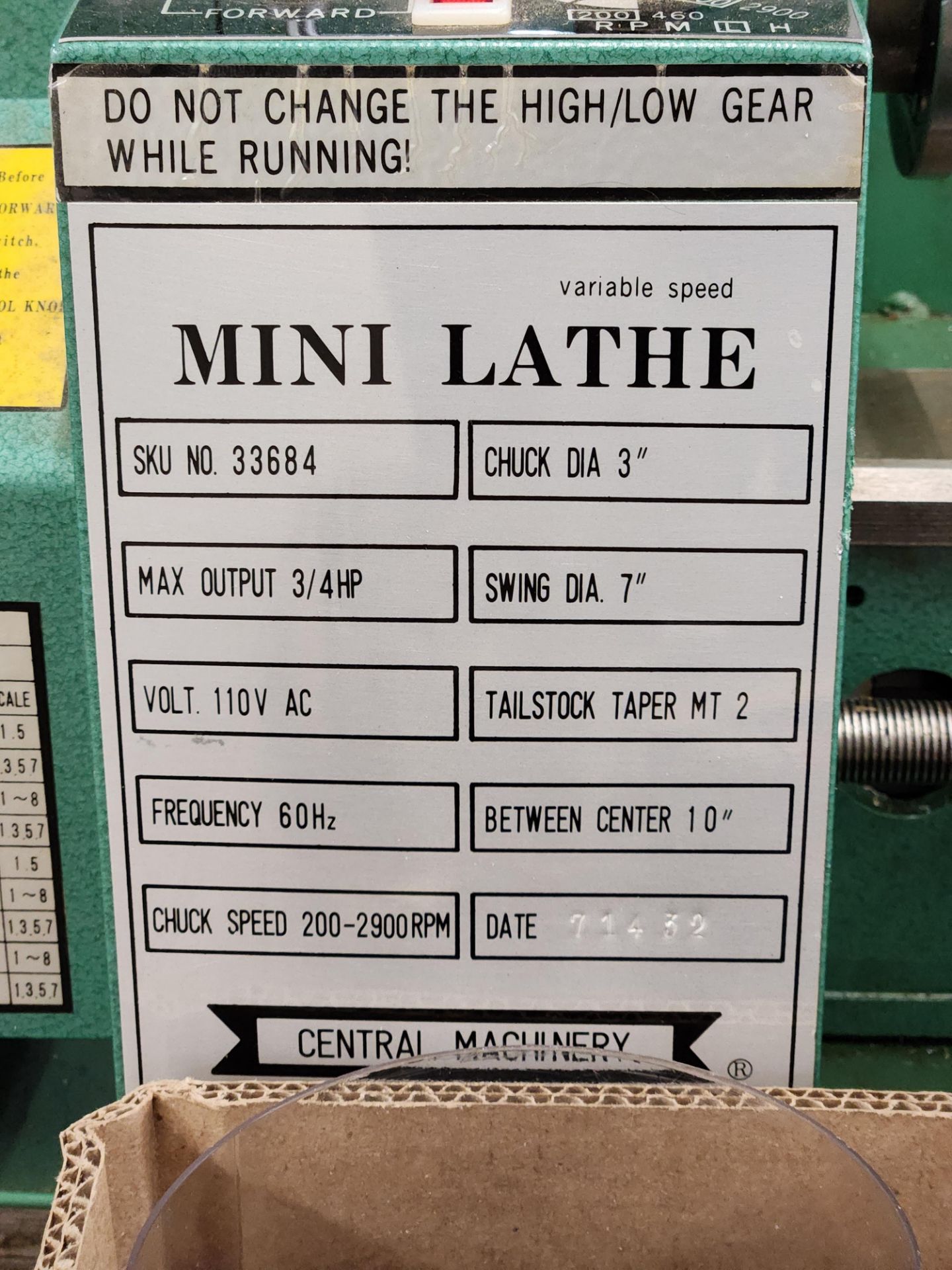 Central Machinery Mini Lathe w/ Accessories - Image 2 of 4