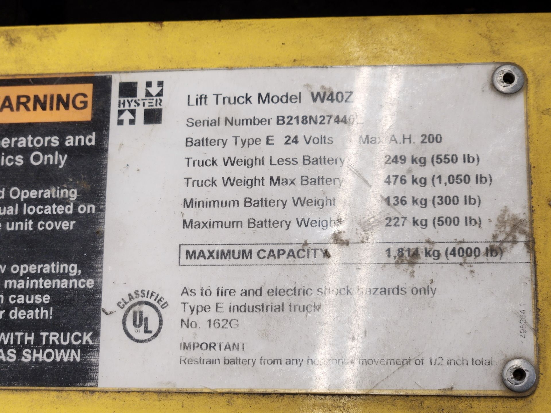 Hyster Walk-Behing 24V Pallet Jack - Image 2 of 4