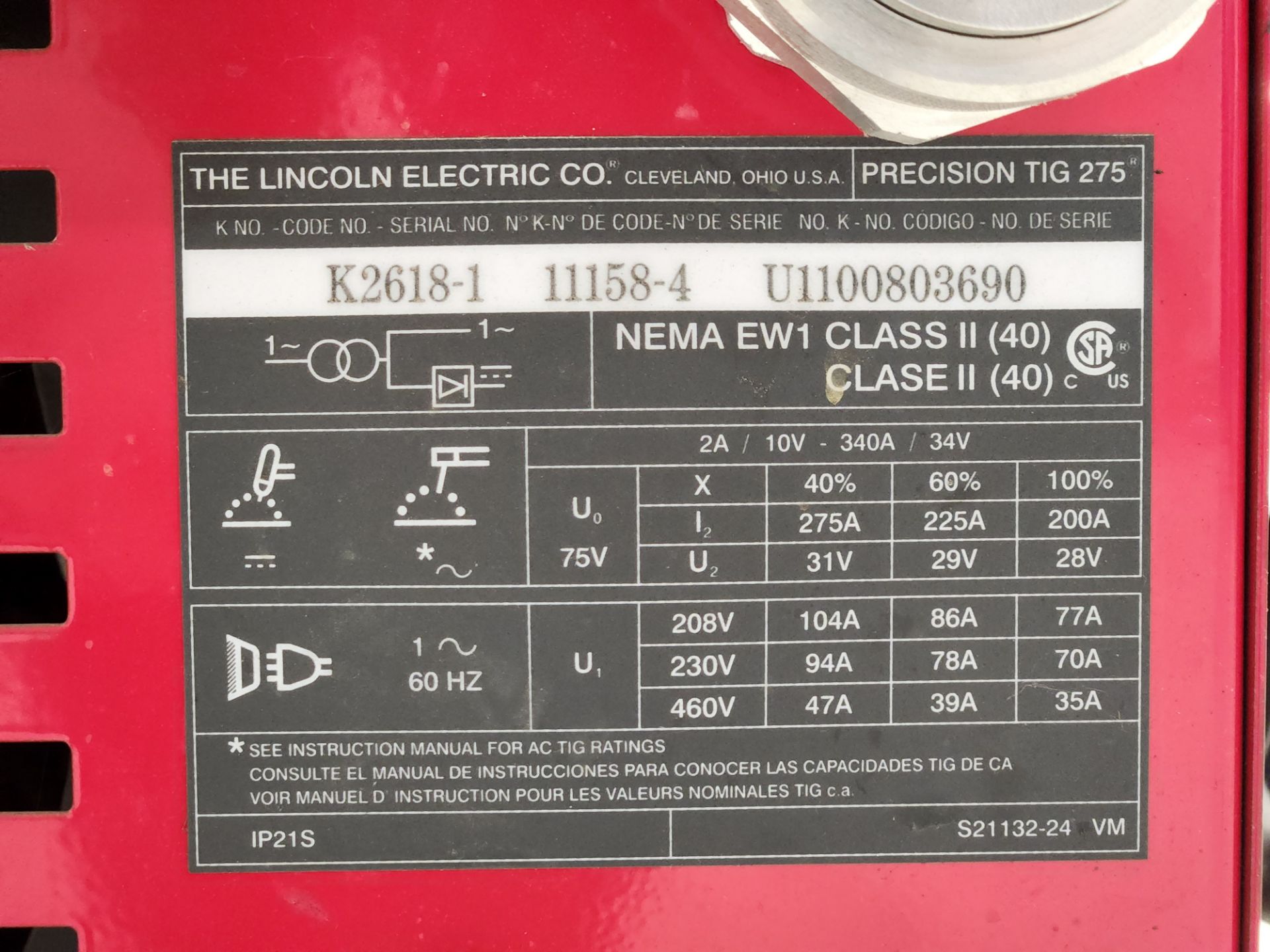 Lincoln Electric 275 Precision TIG Welder - Image 6 of 6