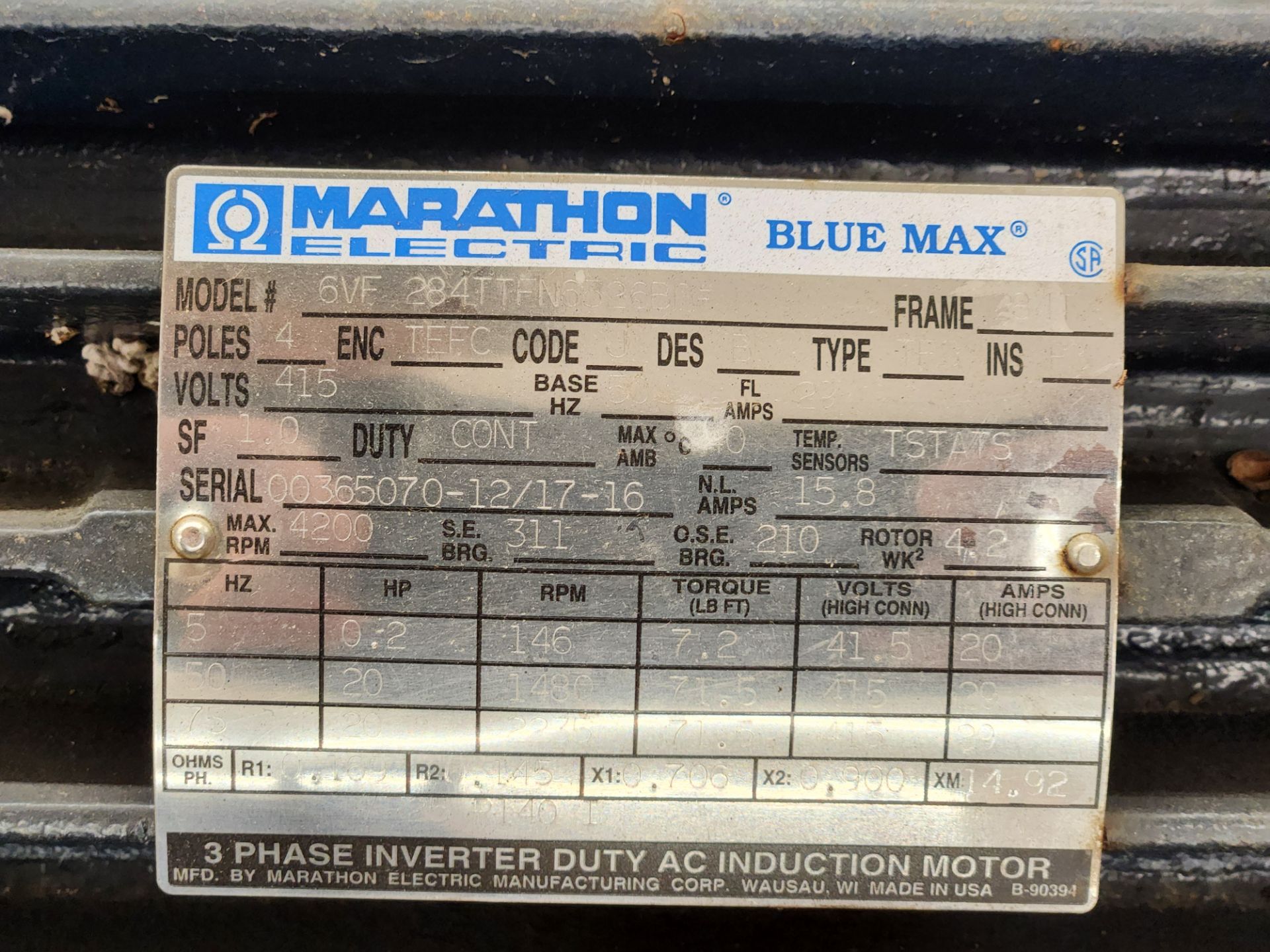 (2) Marathon 3ph 20HP 415V Motors - Image 2 of 4