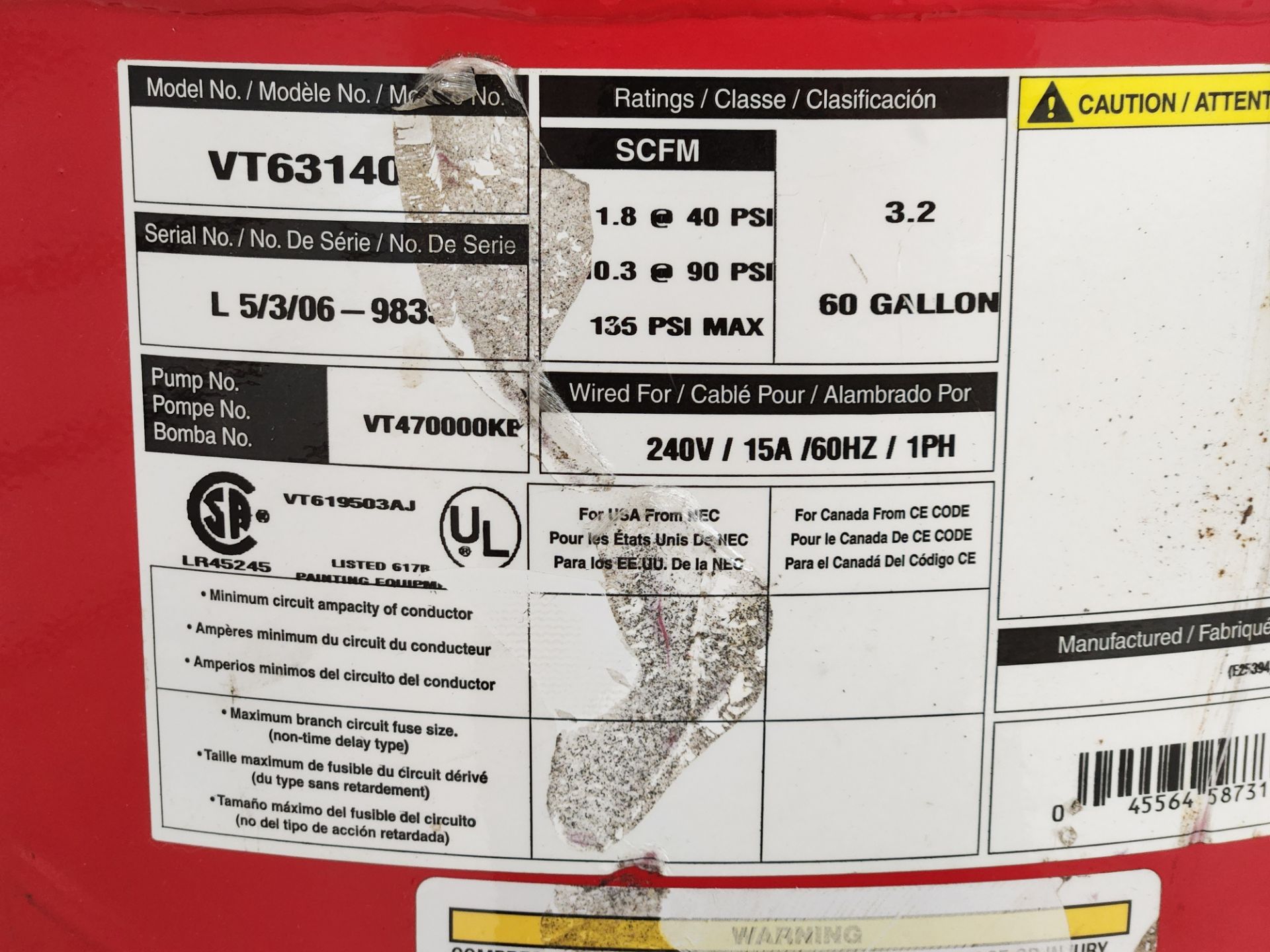 Husky Pro 60GAL Vertical Air Compressor - Image 3 of 4