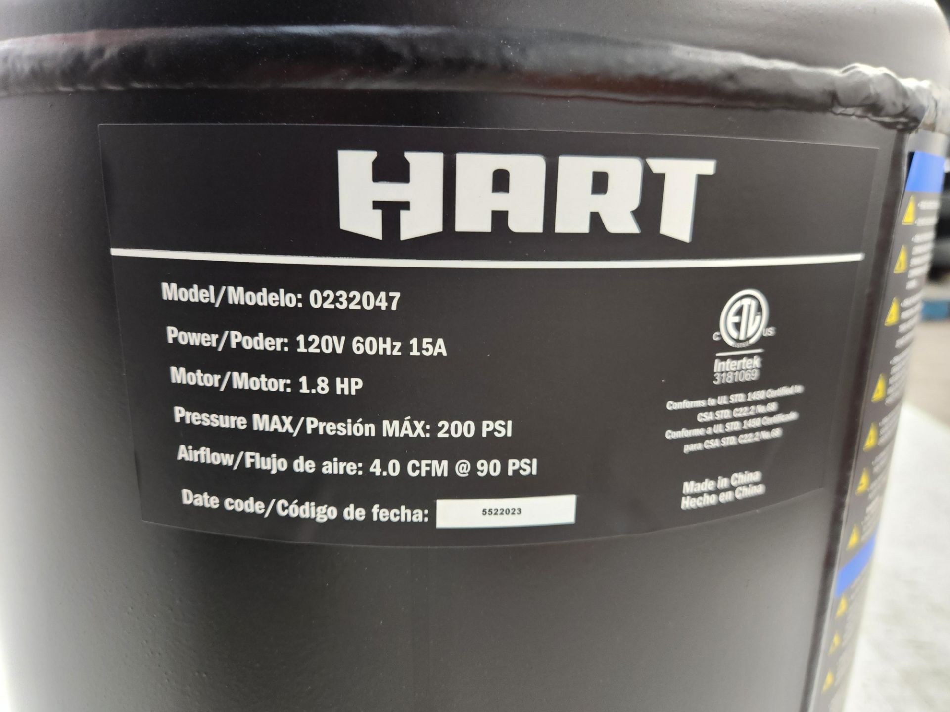 Hart Portable Vertical Air Compressor - Bild 4 aus 4