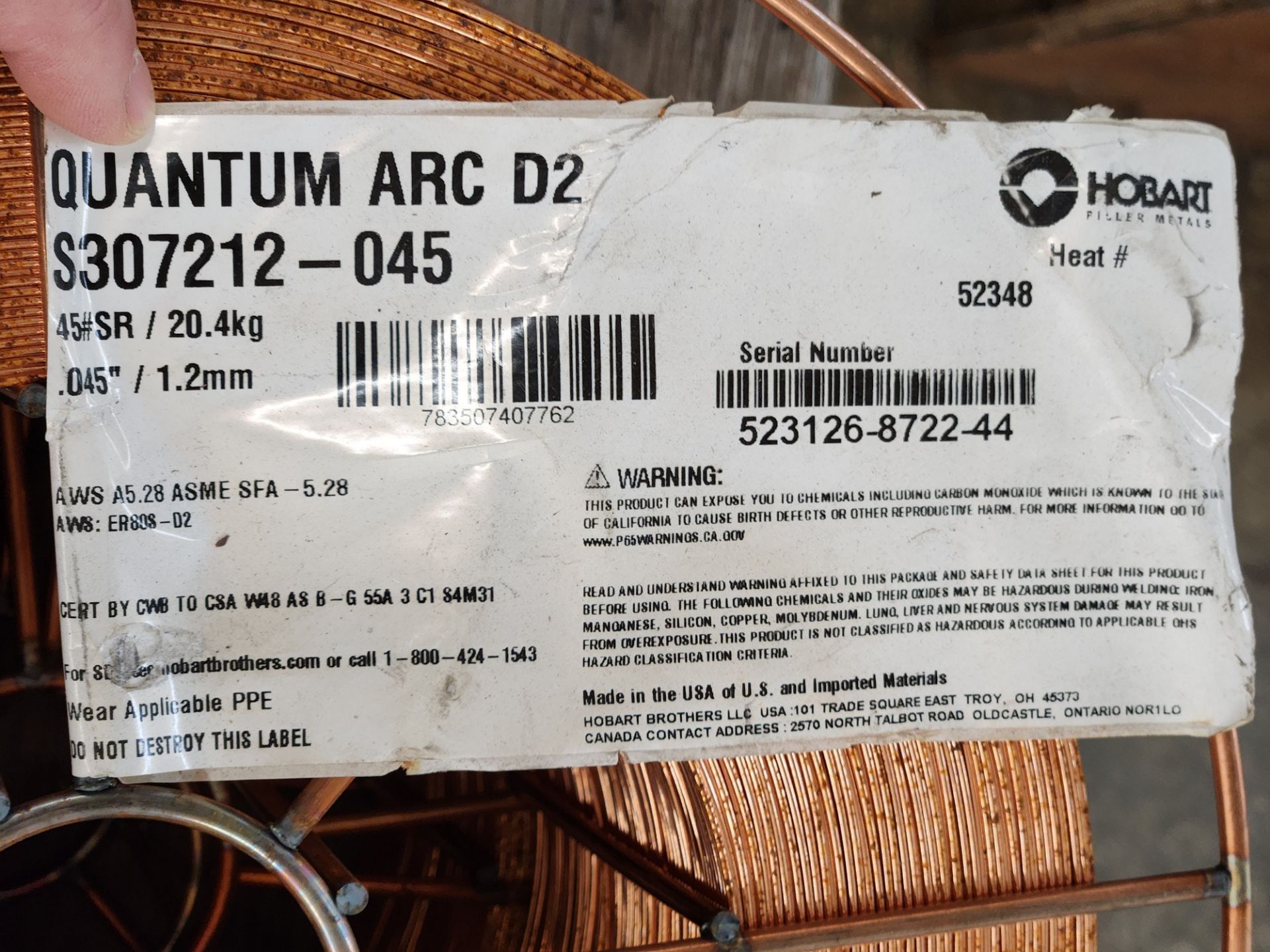 (2) Rolls Hobart Quantum Arc D2 045 Welding Wire - Image 2 of 2