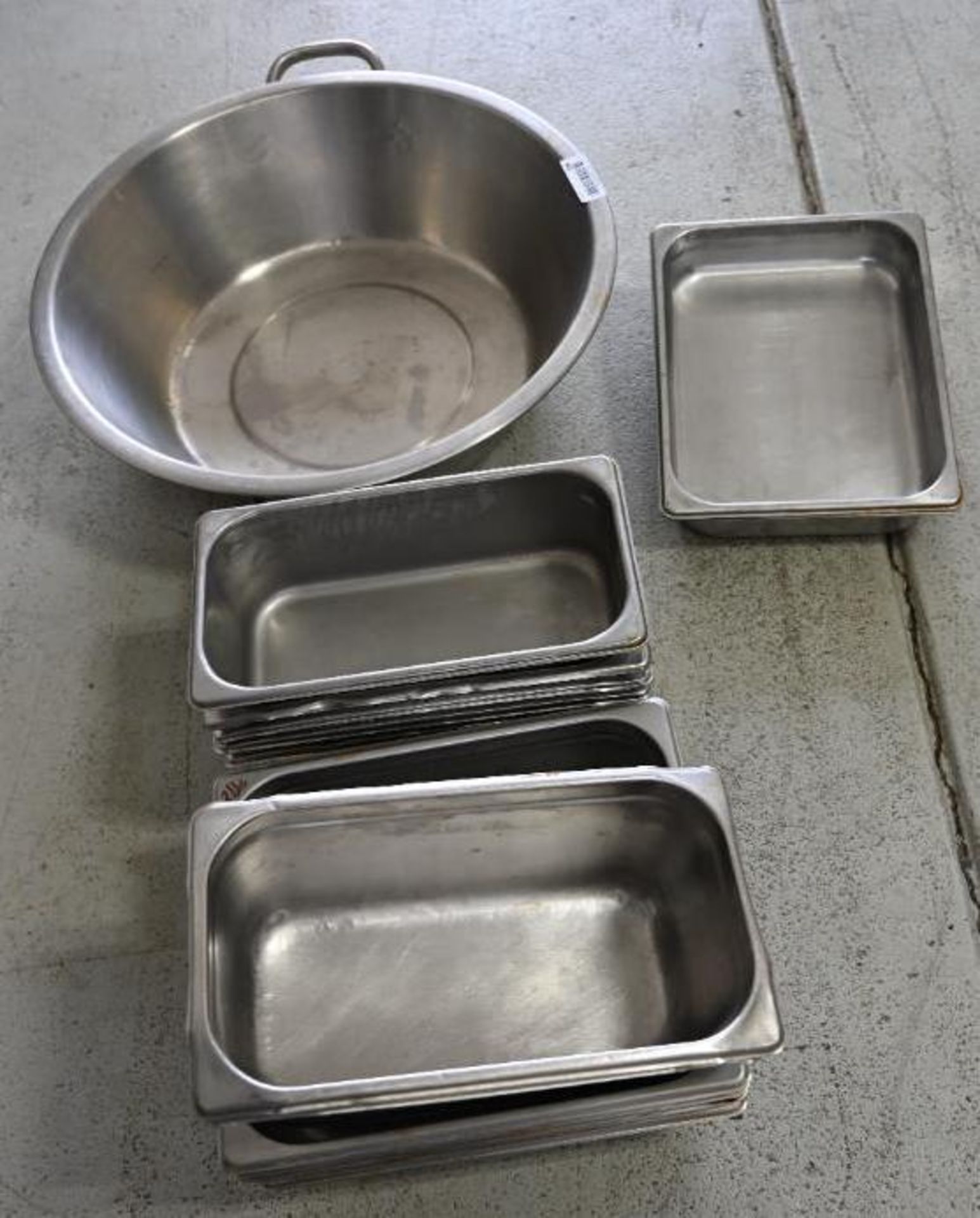 Fourteen Stainless steel containers & a 22x6" Stainless Pan - Image 5 of 7