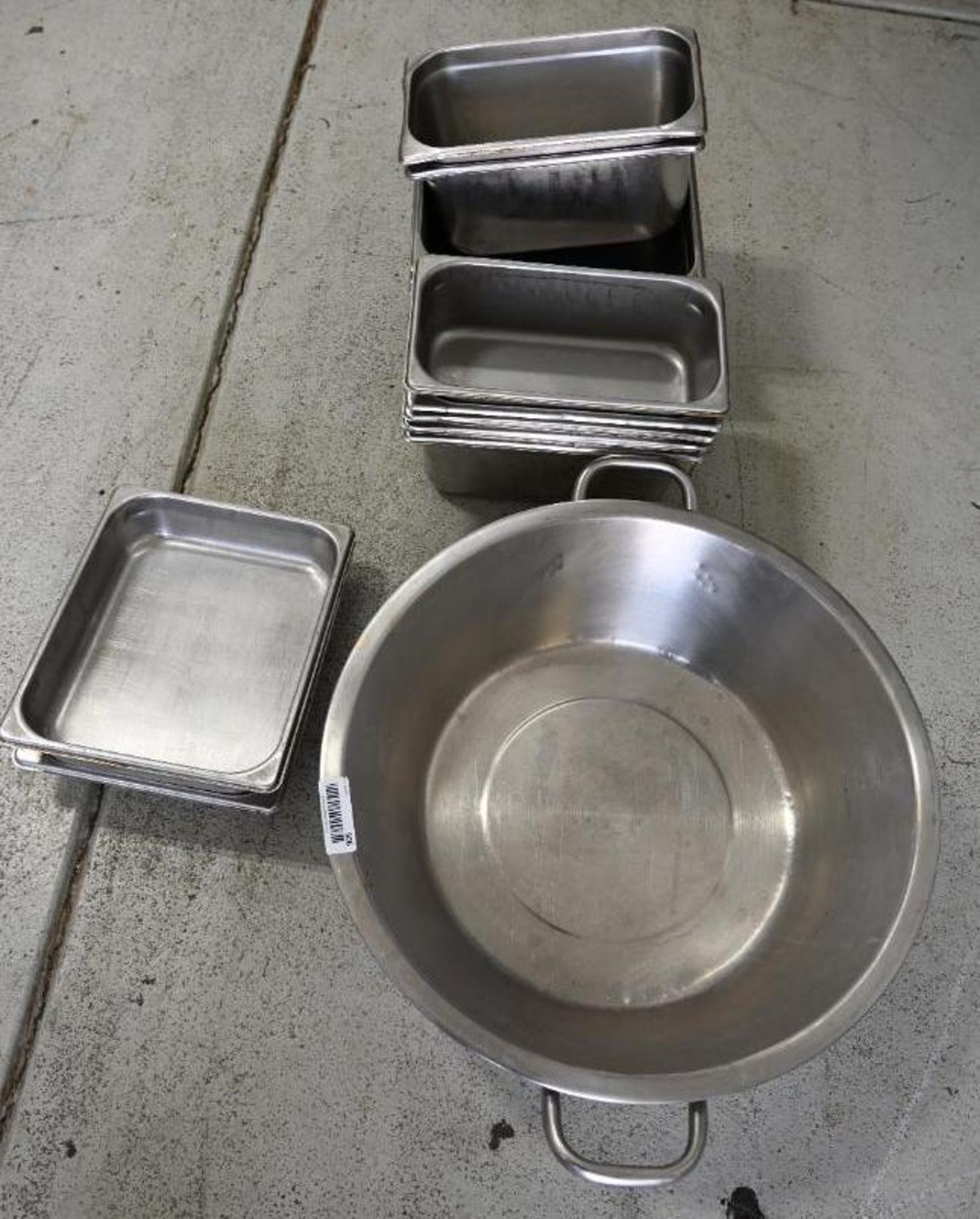 Fourteen Stainless steel containers & a 22x6" Stainless Pan - Image 3 of 7