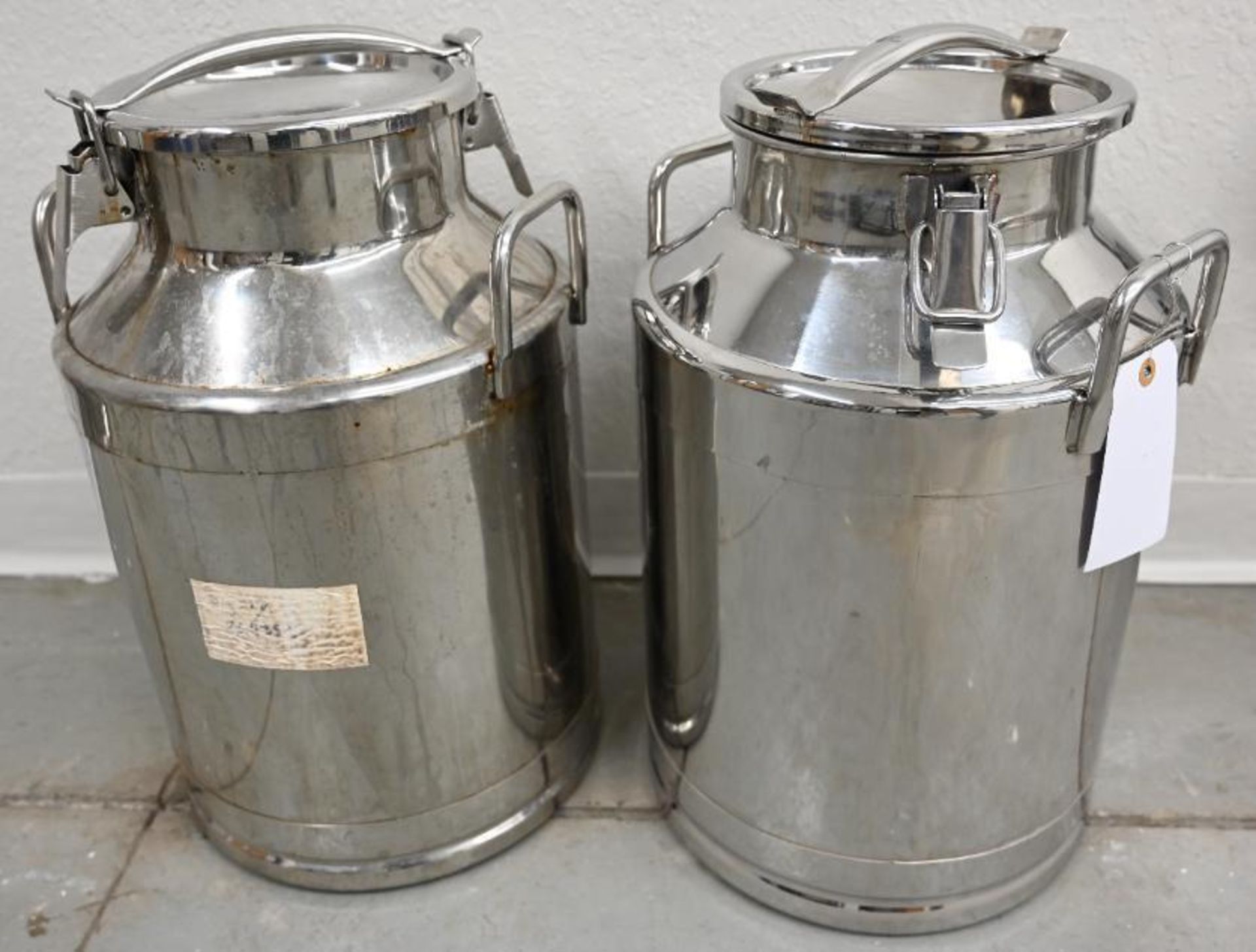 Two 12x12x21" Stainless Steel Milk Cans - Image 2 of 5