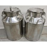 Two 12x12x21" Stainless Steel Milk Cans