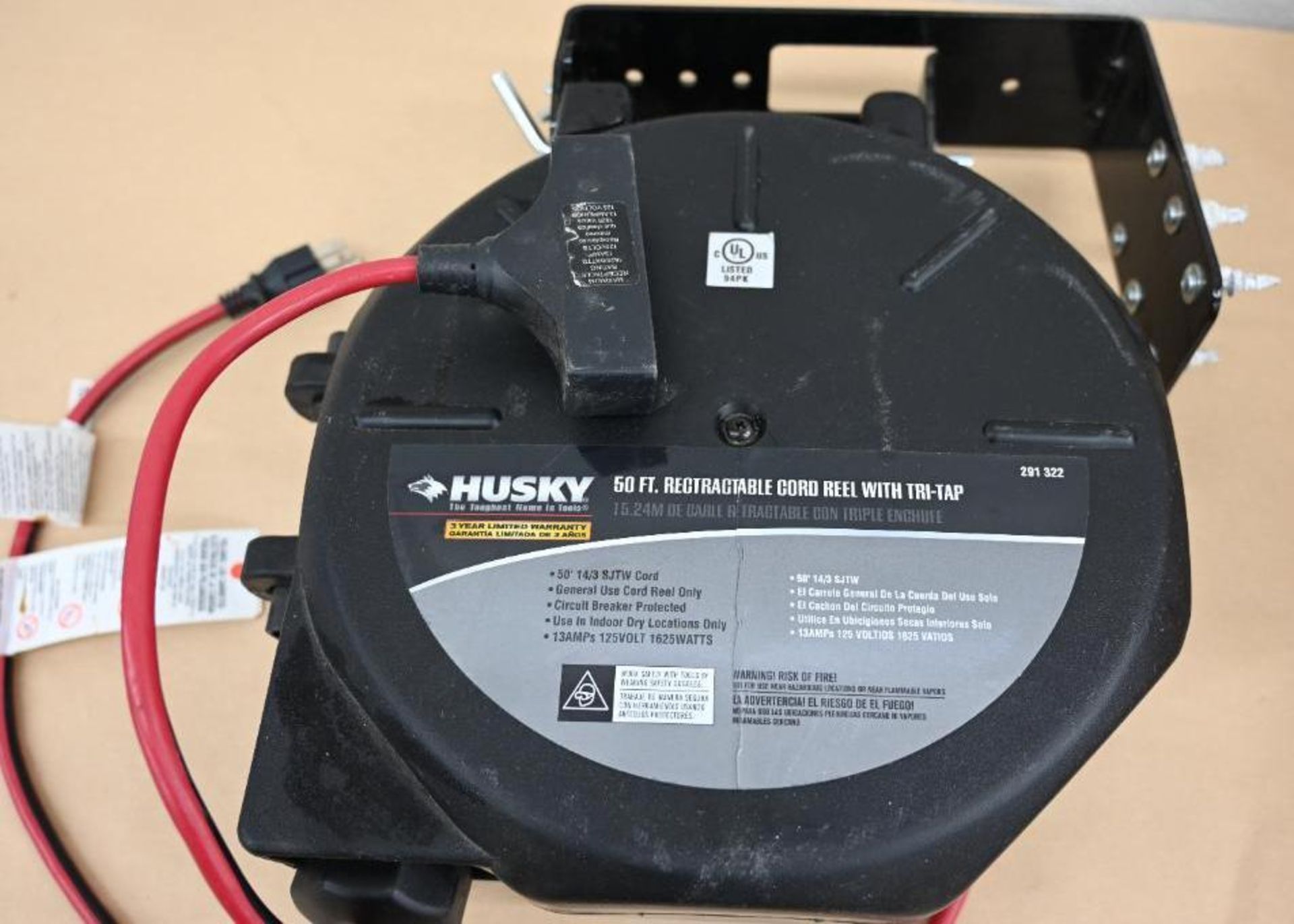 Husky 50' Retractable Cord Reel with Tri- Tap - Image 4 of 7