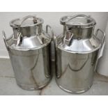 Two 12x12x21" Stainless Steel Milk Cans