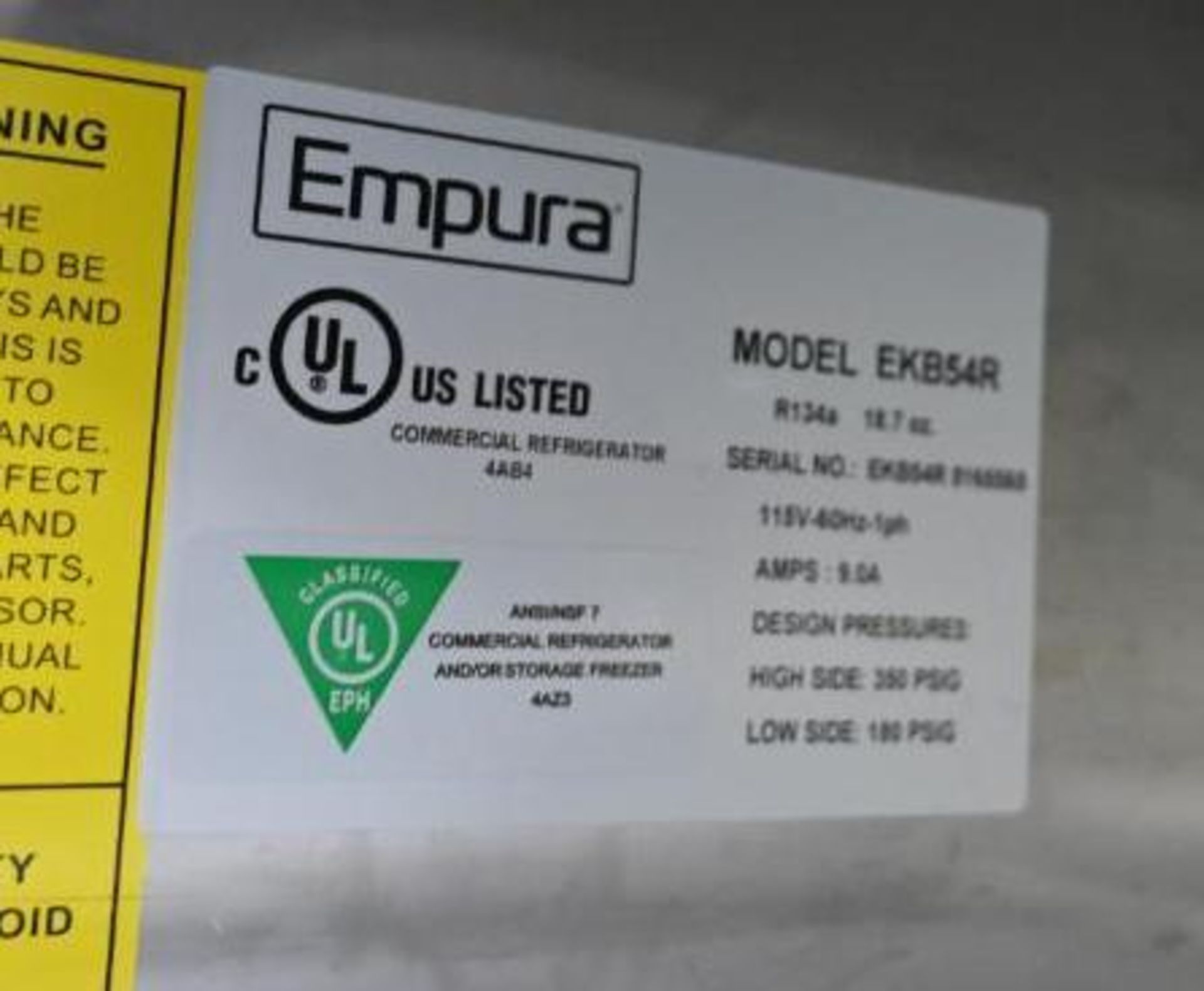 Empura model EKB54R Stainless Commercial Refrigerator - Image 3 of 14