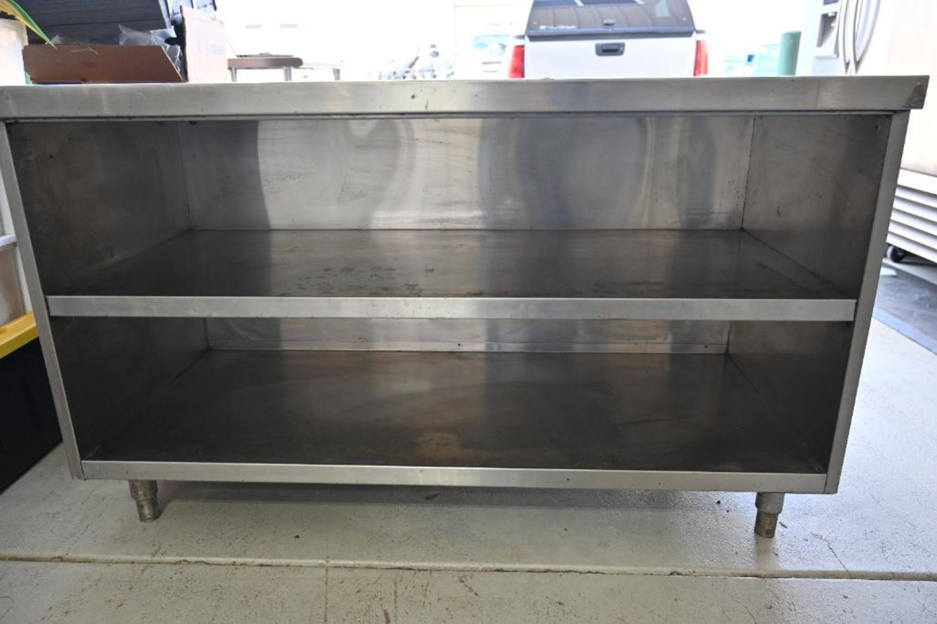 56.25" x 34" x 34.25" Stainless Steel Table with Two Shelves - Image 5 of 10