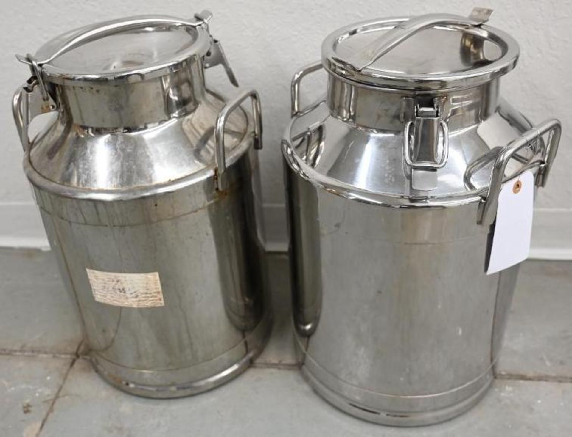 Two 12x12x21" Stainless Steel Milk Cans - Image 4 of 5