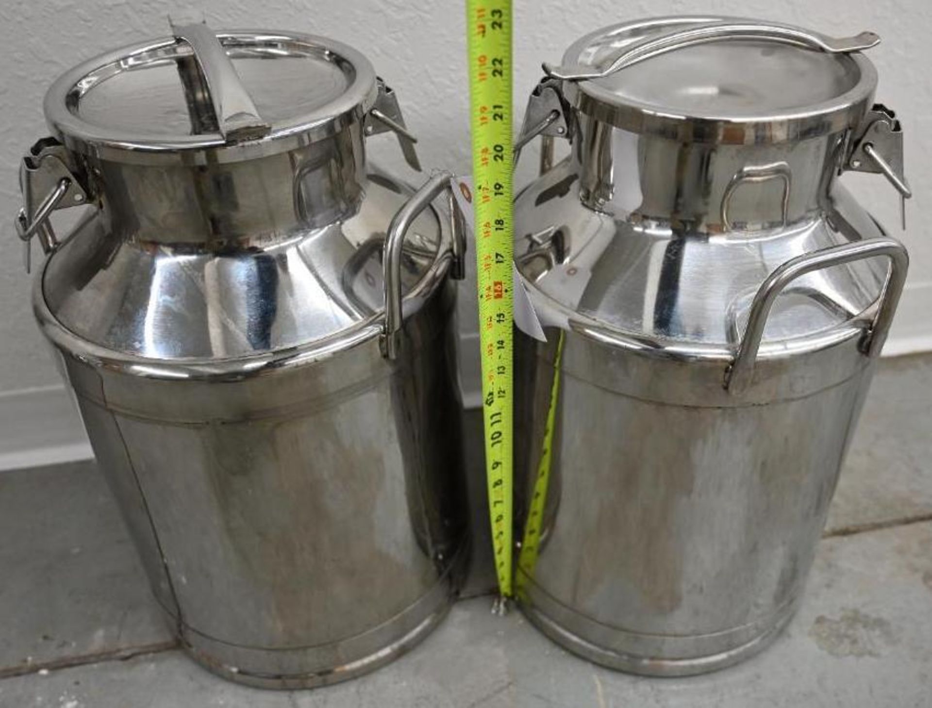 Two 12x12x21" Stainless Steel Milk Cans - Bild 4 aus 4
