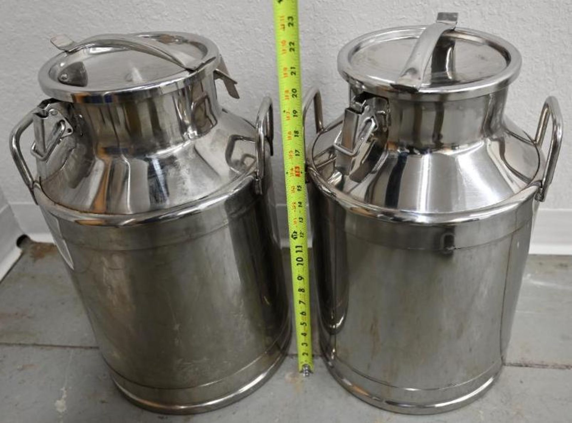 Two 12x12x21" Stainless Steel Milk Cans - Bild 4 aus 4