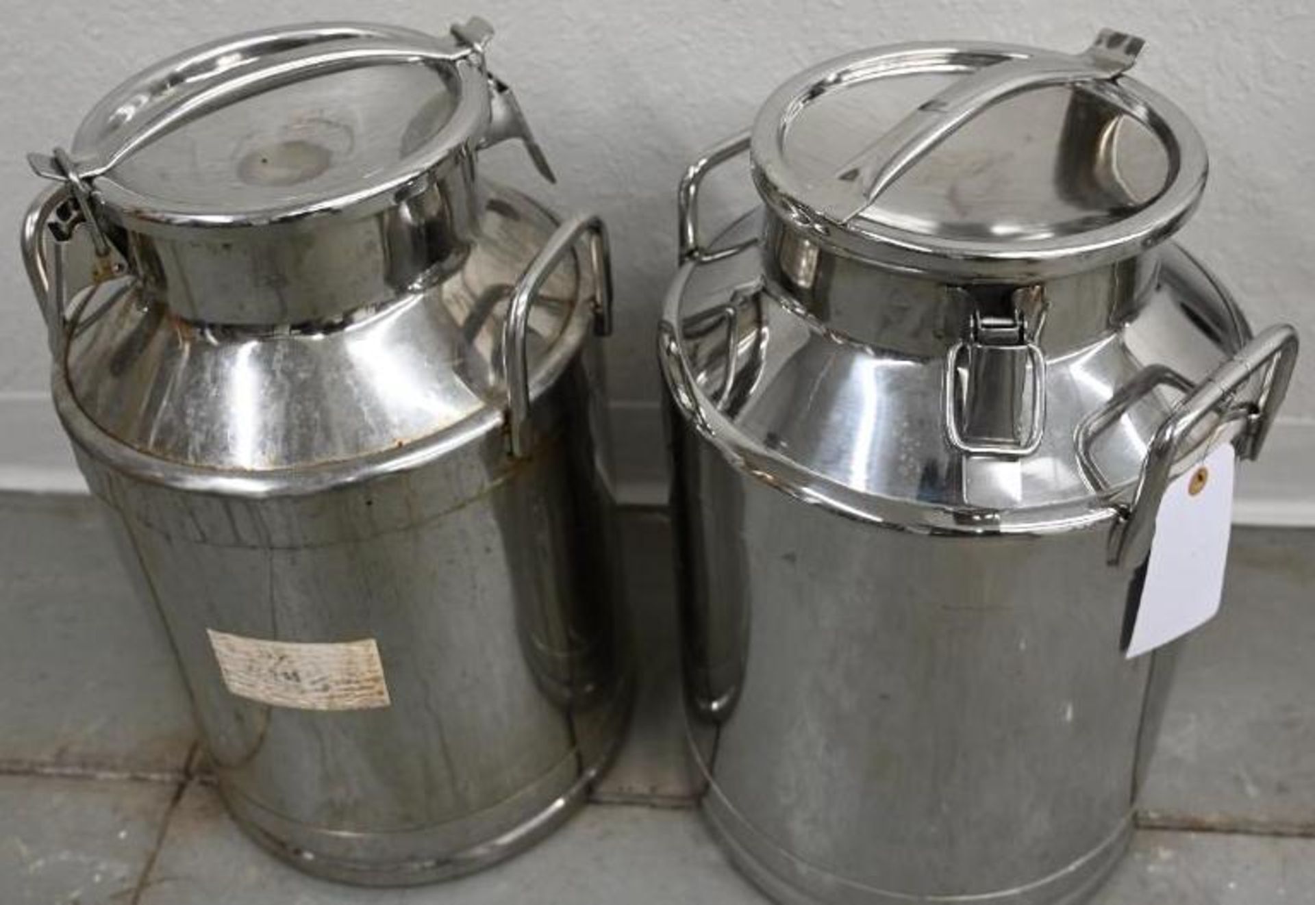 Two 12x12x21" Stainless Steel Milk Cans - Bild 3 aus 5