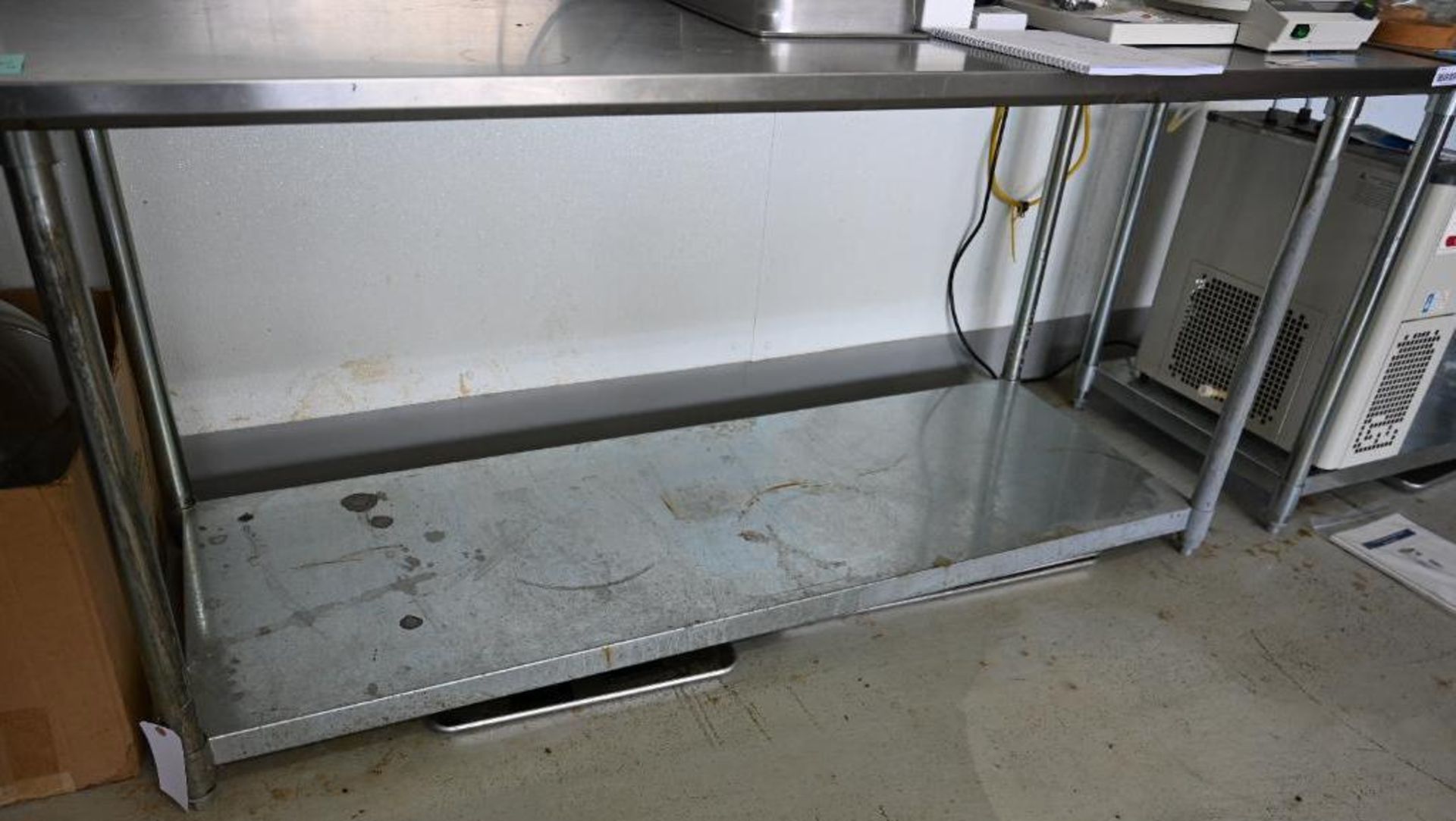 72" x 30.25" x 34.5" Stainless Steel Table with Backsplash