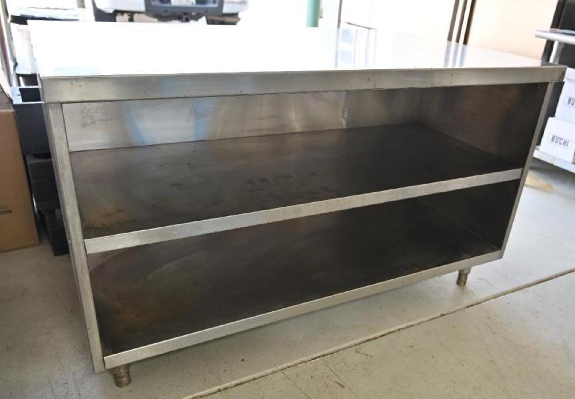 56.25" x 34" x 34.25" Stainless Steel Table with Two Shelves - Image 2 of 10