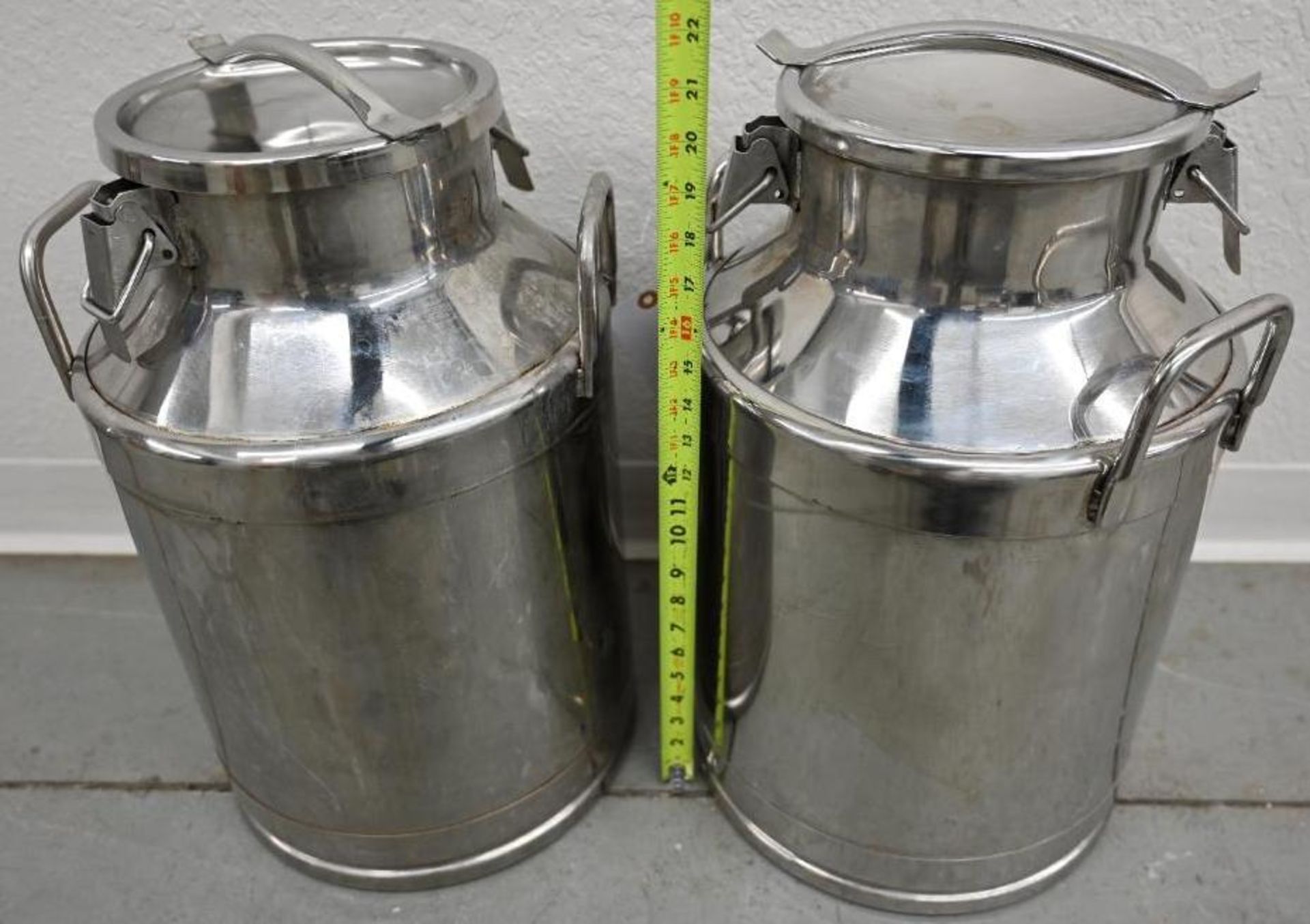 Two 12x12x21" Stainless Steel Milk Cans - Image 3 of 3