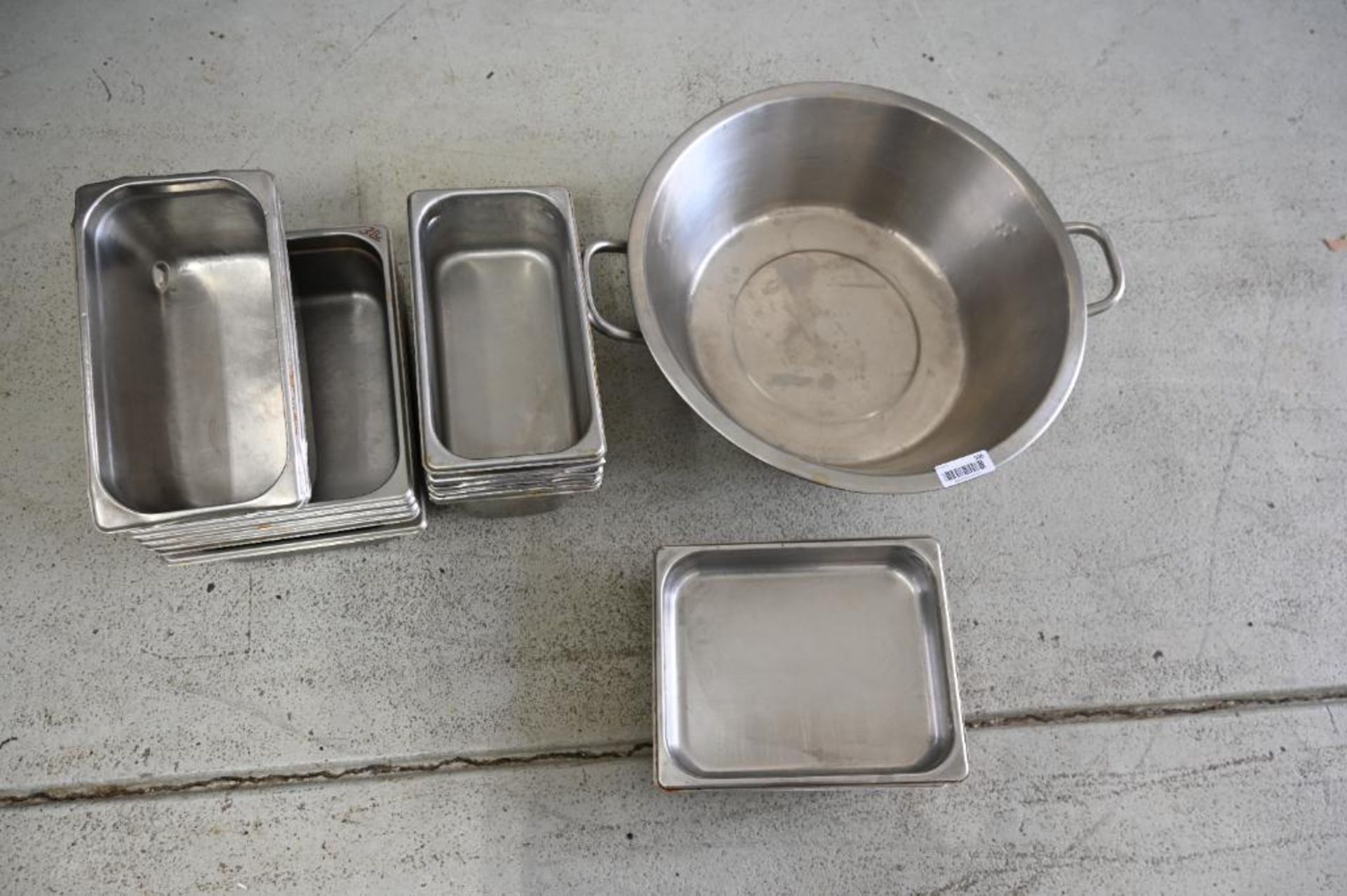 Fourteen Stainless steel containers & a 22x6" Stainless Pan - Image 2 of 7