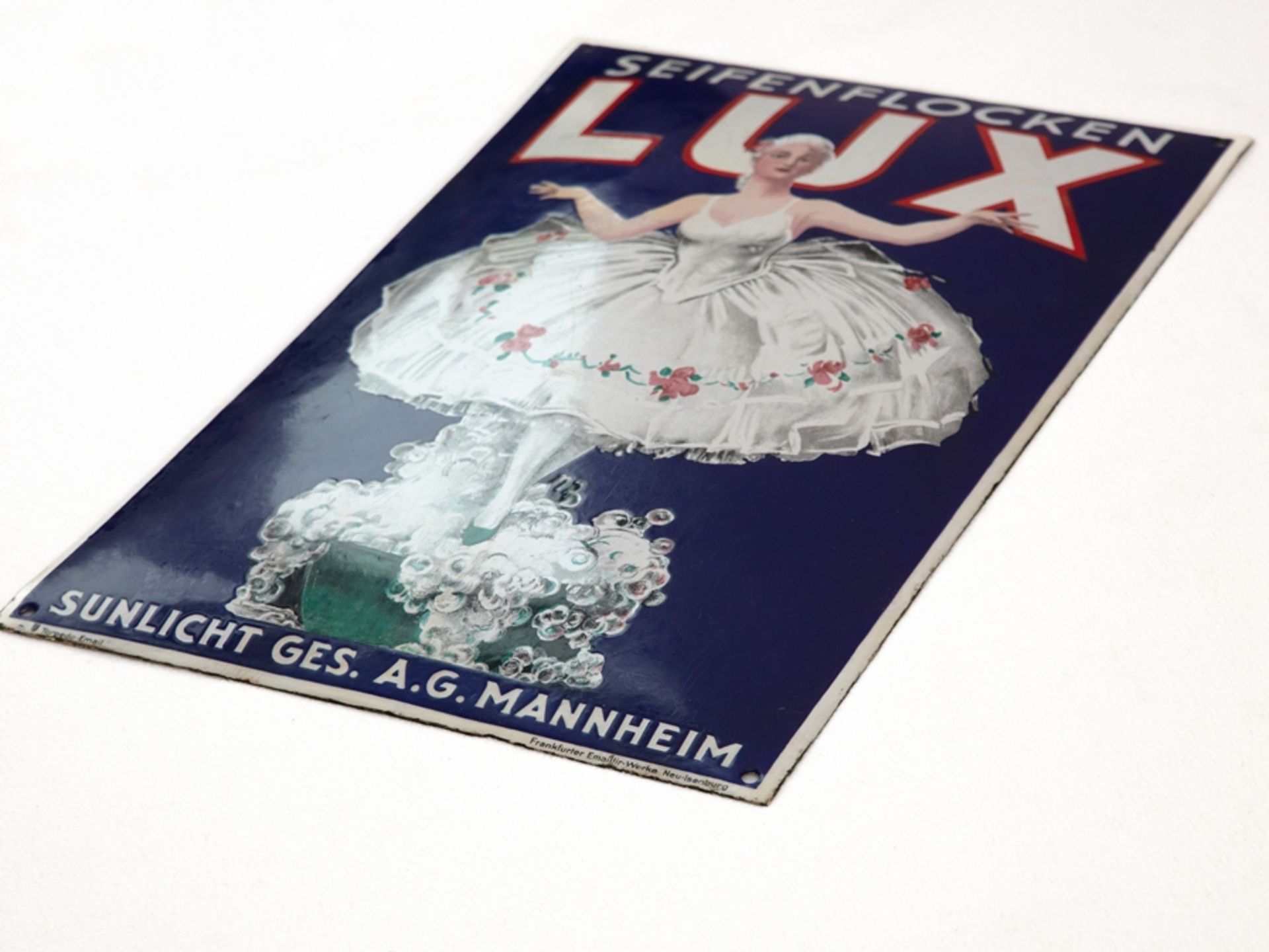 Enamel sign Lux soap flakes, Mannheim around 1920 (R)  - Image 3 of 7