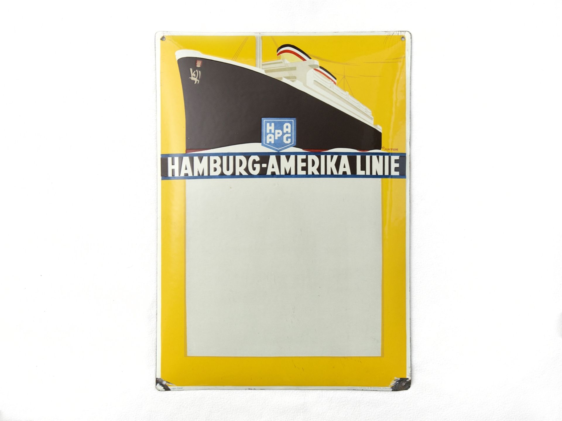 Emailschild Hamburg-Amerika Linie HAPAG, Hamburg, um 1920 - Bild 7 aus 7