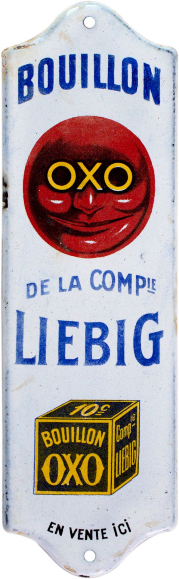 Emailschild Bouillon Liebig OXO, Frankreich, um 1920