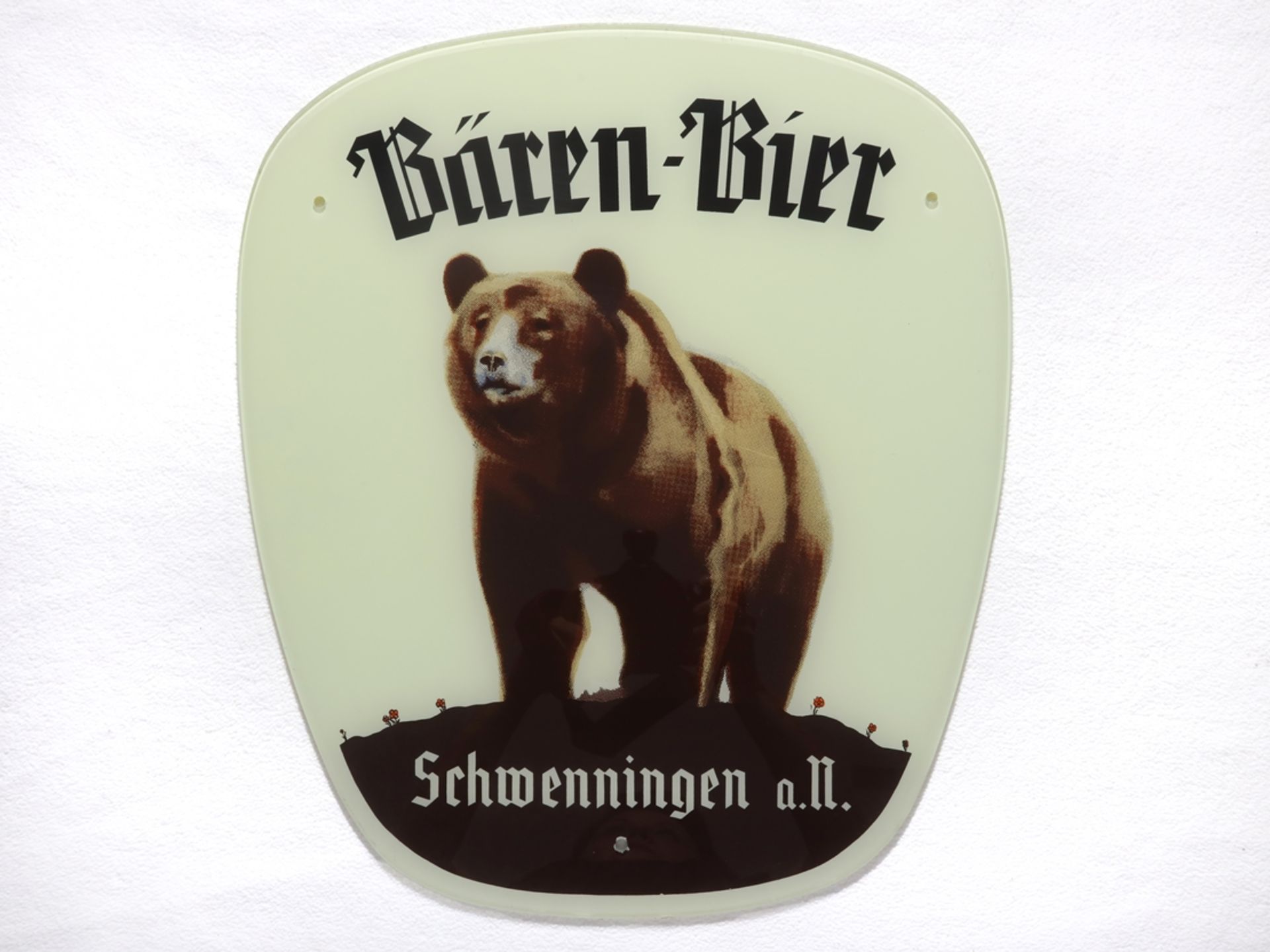 Glass sign Bären-Bier, Ludwig Hohlwein, Schwenningen am Neckar, around 1950 - Image 2 of 2