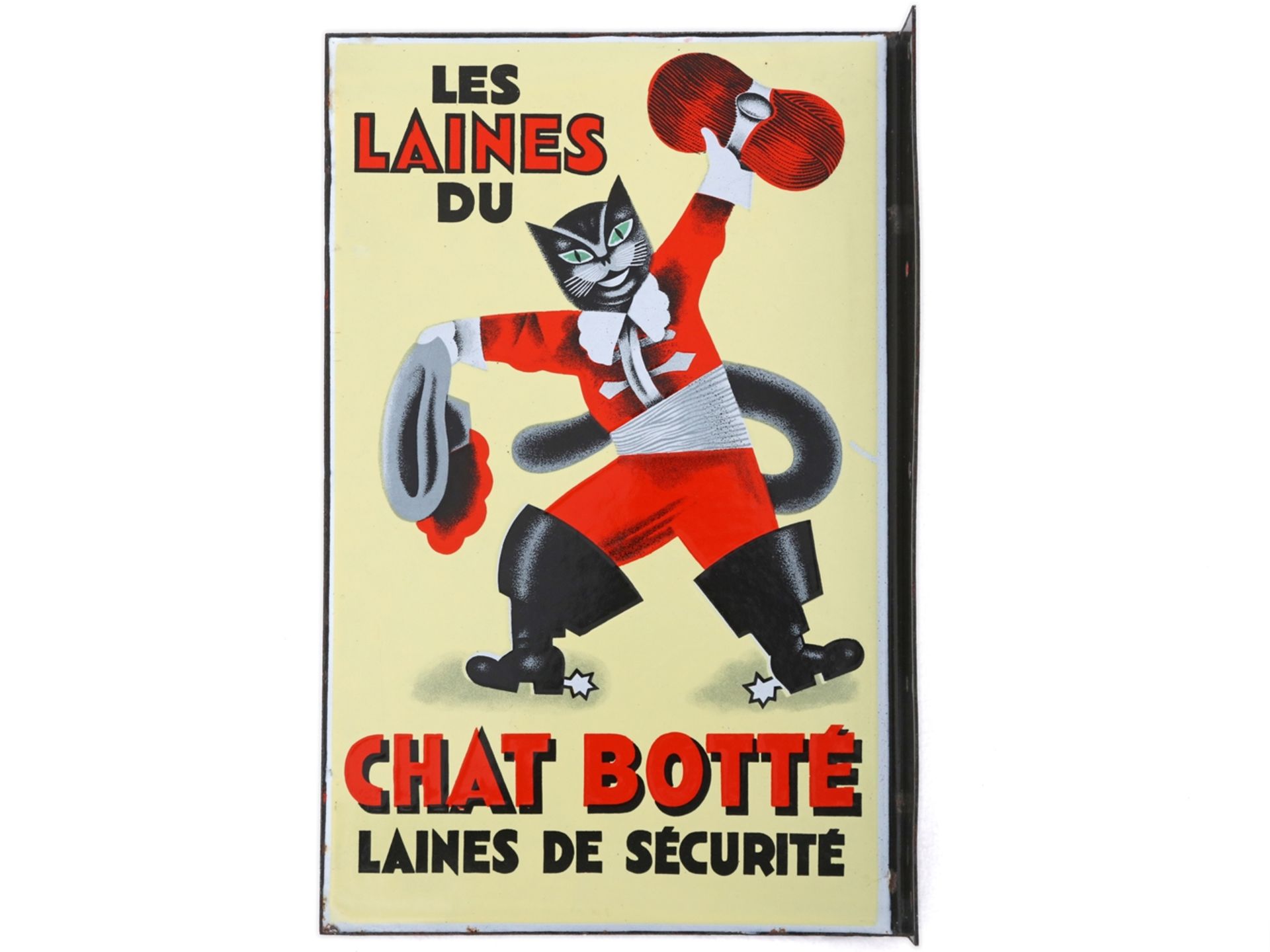Enamel sign Les Laines du Chat Botté, France, around 1930 - Image 7 of 7