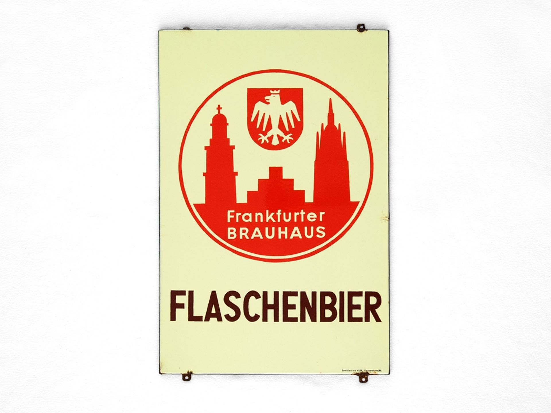 Enamel sign Frankfurter Brauhaus Flaschenbier, around 1950 - Image 7 of 7