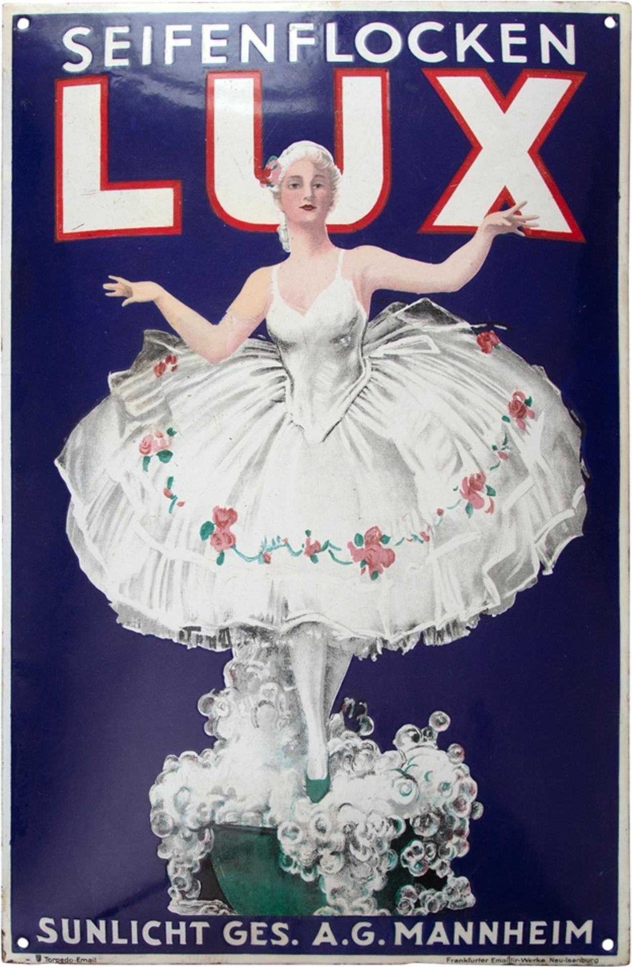 Enamel sign Lux soap flakes, Mannheim around 1920 (R) 