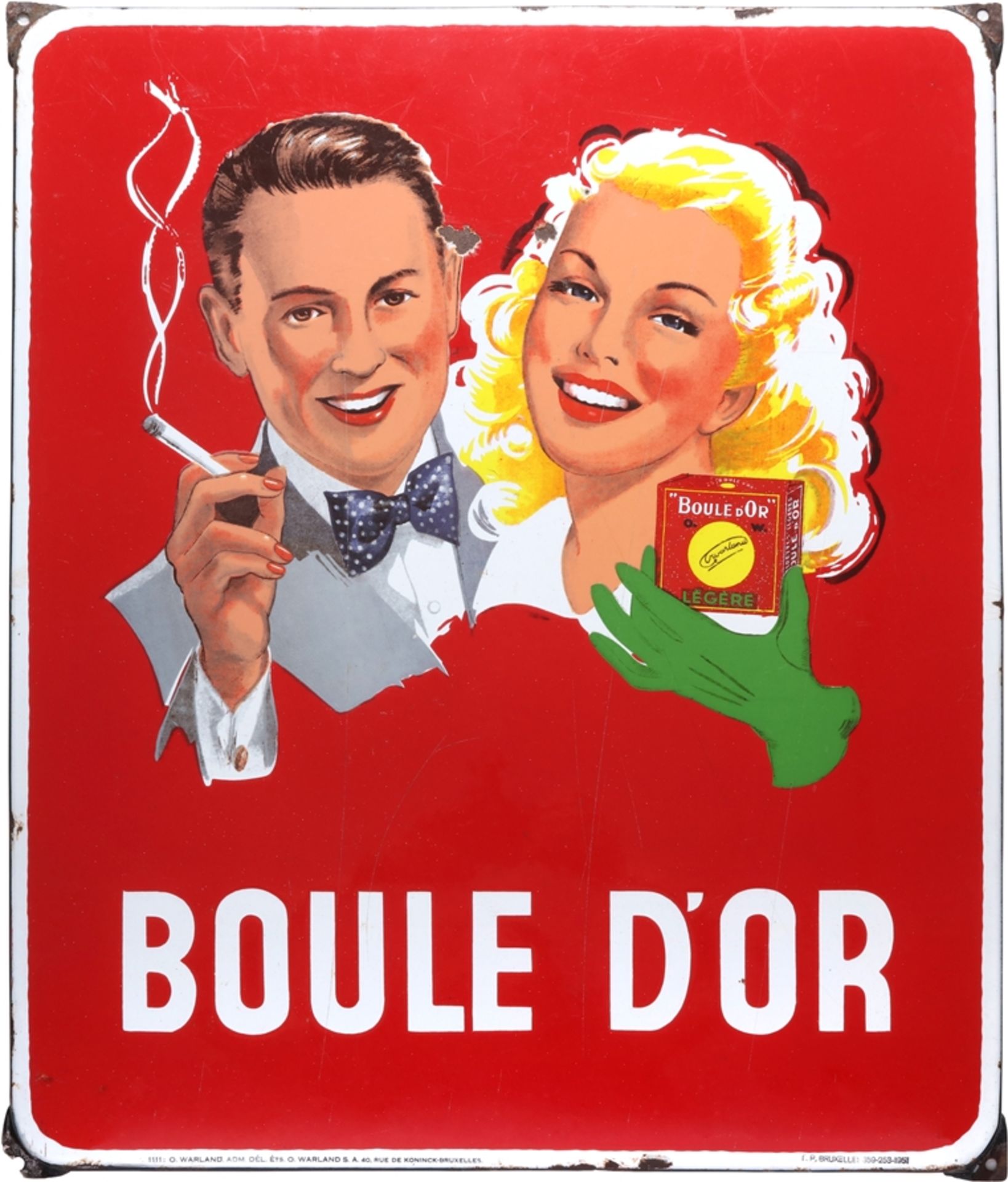 Emailschild Boule D'or, Belgien, datiert 1951