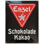 Emailschild Eszet Schokolade Kakao, Stuttgart-Untertürkheim um 1910