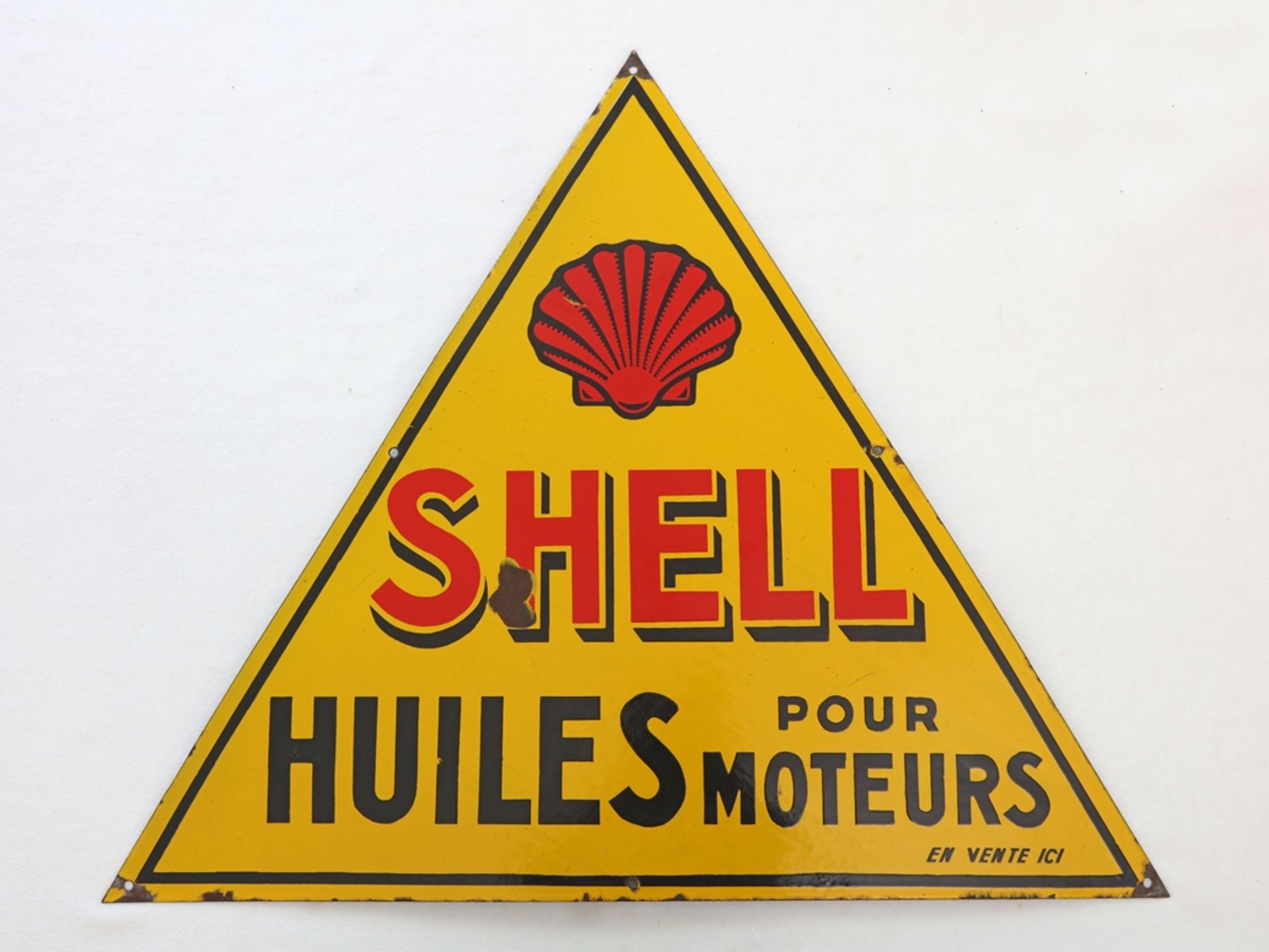 Emailschild Shell Dreieck Frankreich, huiles pour moteurs, um 1930 - Bild 6 aus 6
