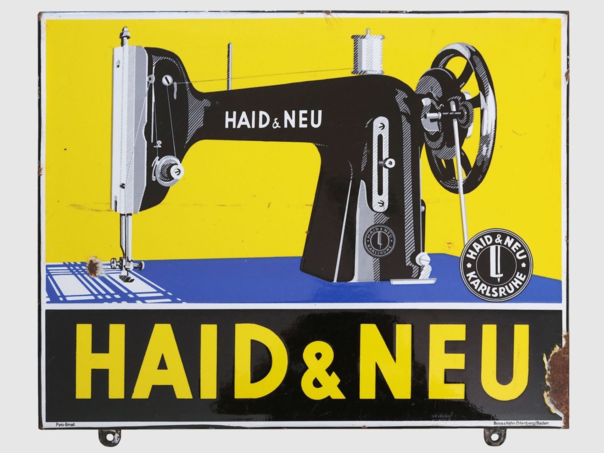 Enamel sign Haid und Neu sewing machines, Karlsruhe around 1950 - Image 7 of 7
