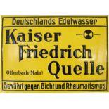 Blechschild Kaiser Friedrich Quelle, Offenbach am Main um 1920