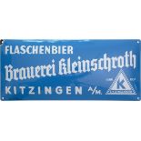 Emailschild Brauerei Kleinschroth, Kitzingen, um 1930