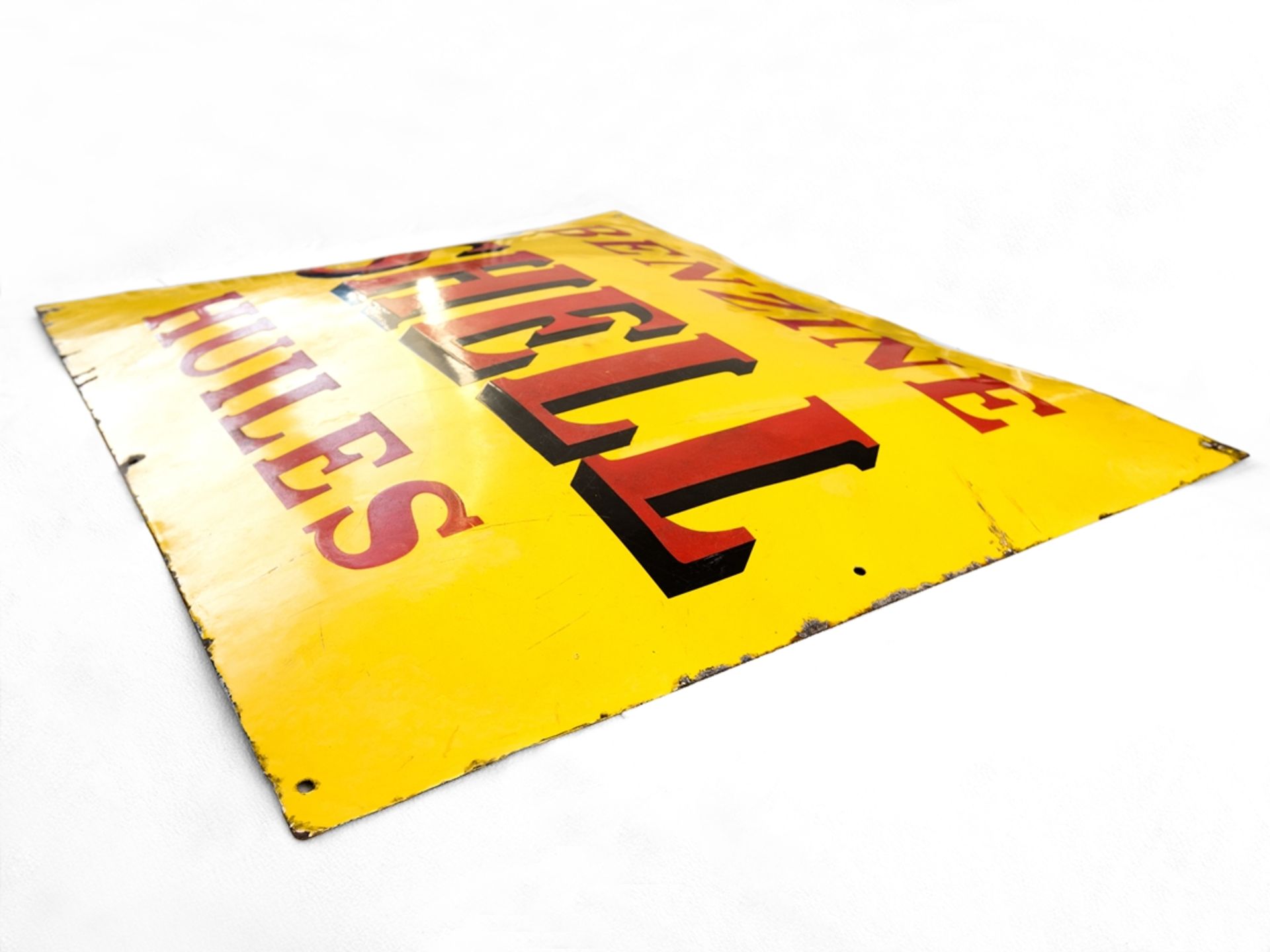 Enamel sign Benzine Shell Huiles, large format, Switzerland, around 1920 - Image 3 of 7