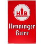 Emailschild Henninger Bier, Frankfurt am Main, um 1950