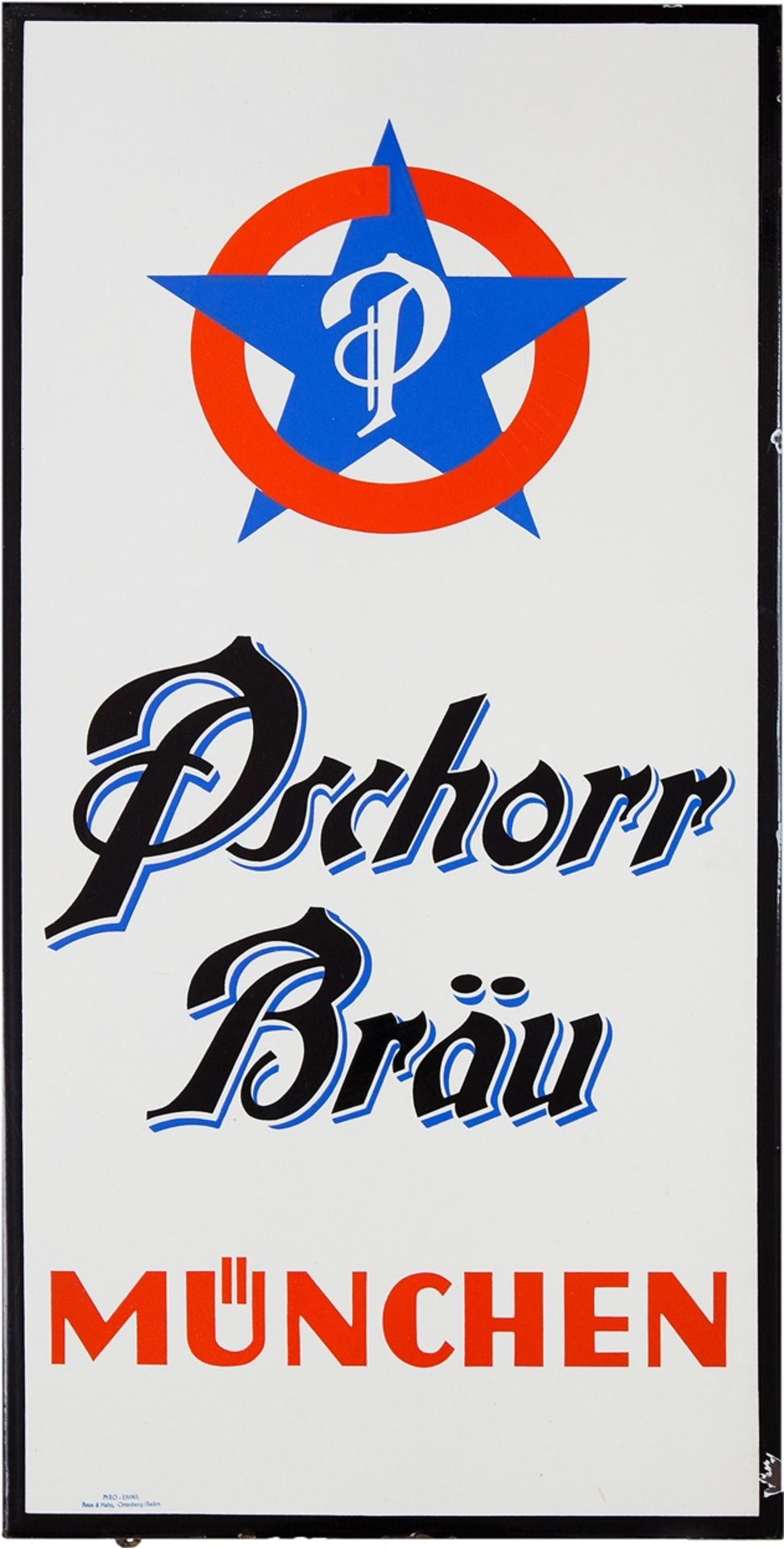 Emailschild Pschorr Bräu München um 1950