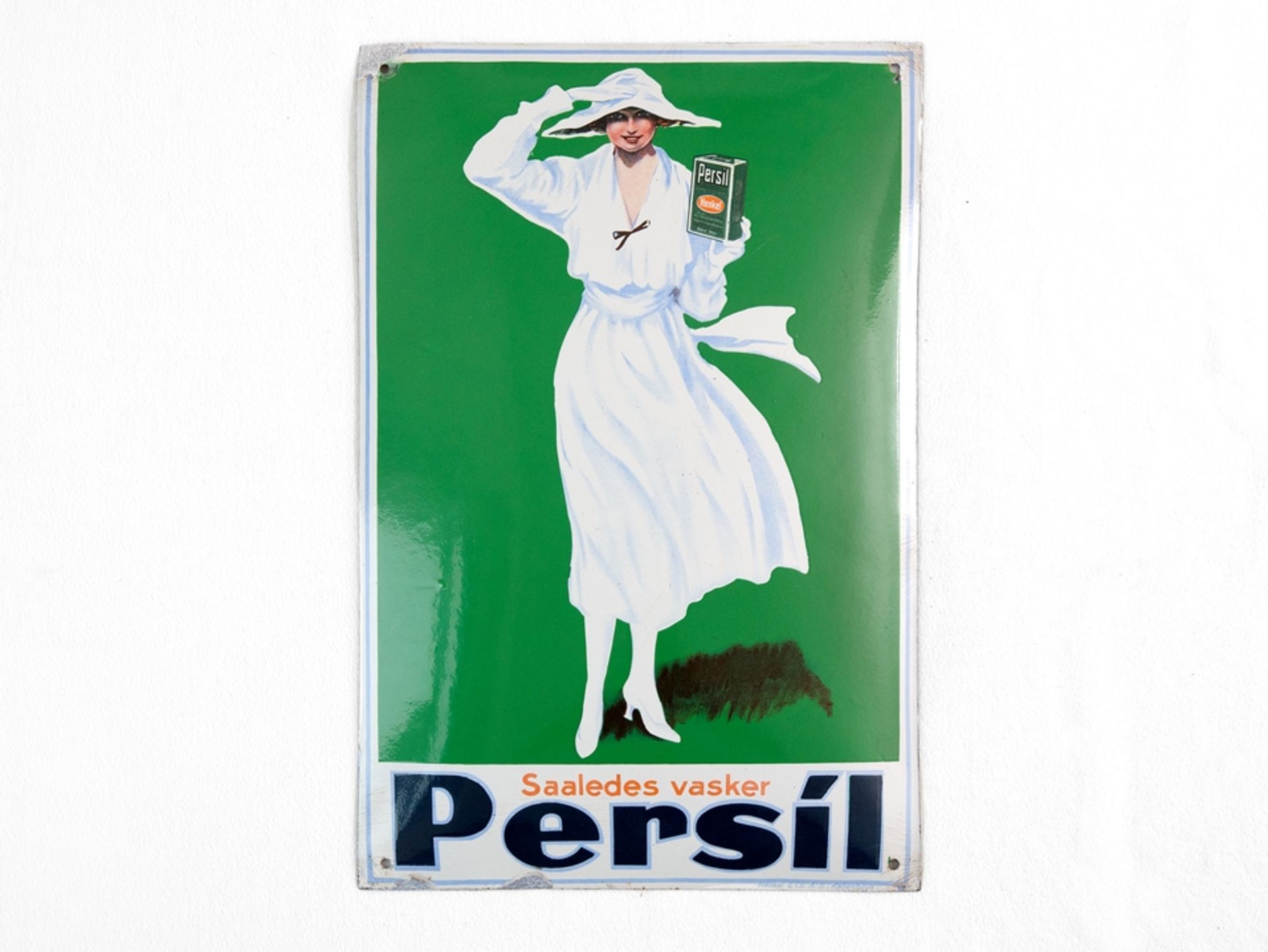 Emailschild Persil Weiße Dame, Kurt Heiligenstaedt, Düsseldorf, Kopenhagen, um 1930 - Bild 7 aus 7