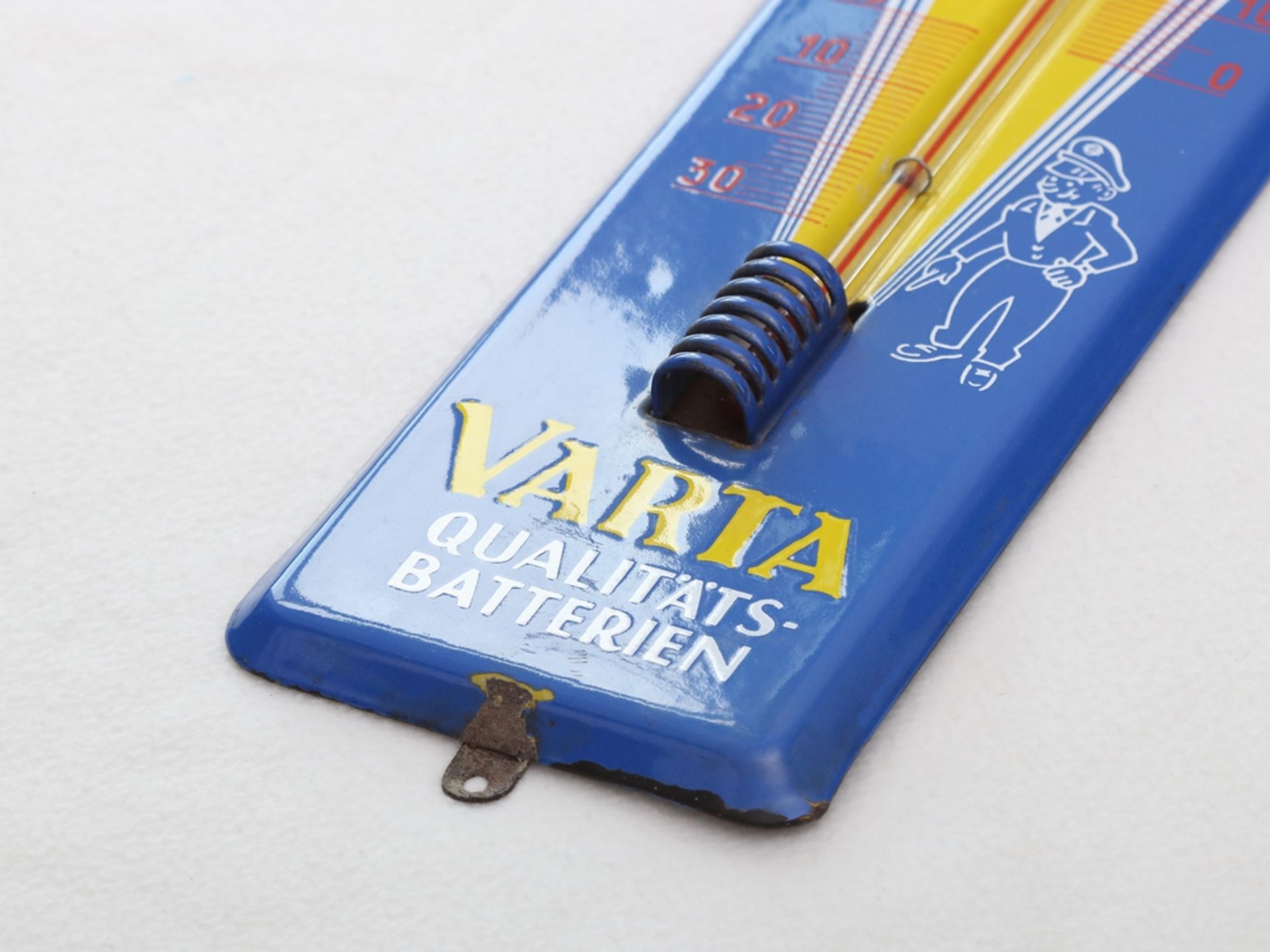 Enamel sign thermometer Varta batteries, Hagen-Wehringhausen, around 1960 - Image 3 of 7