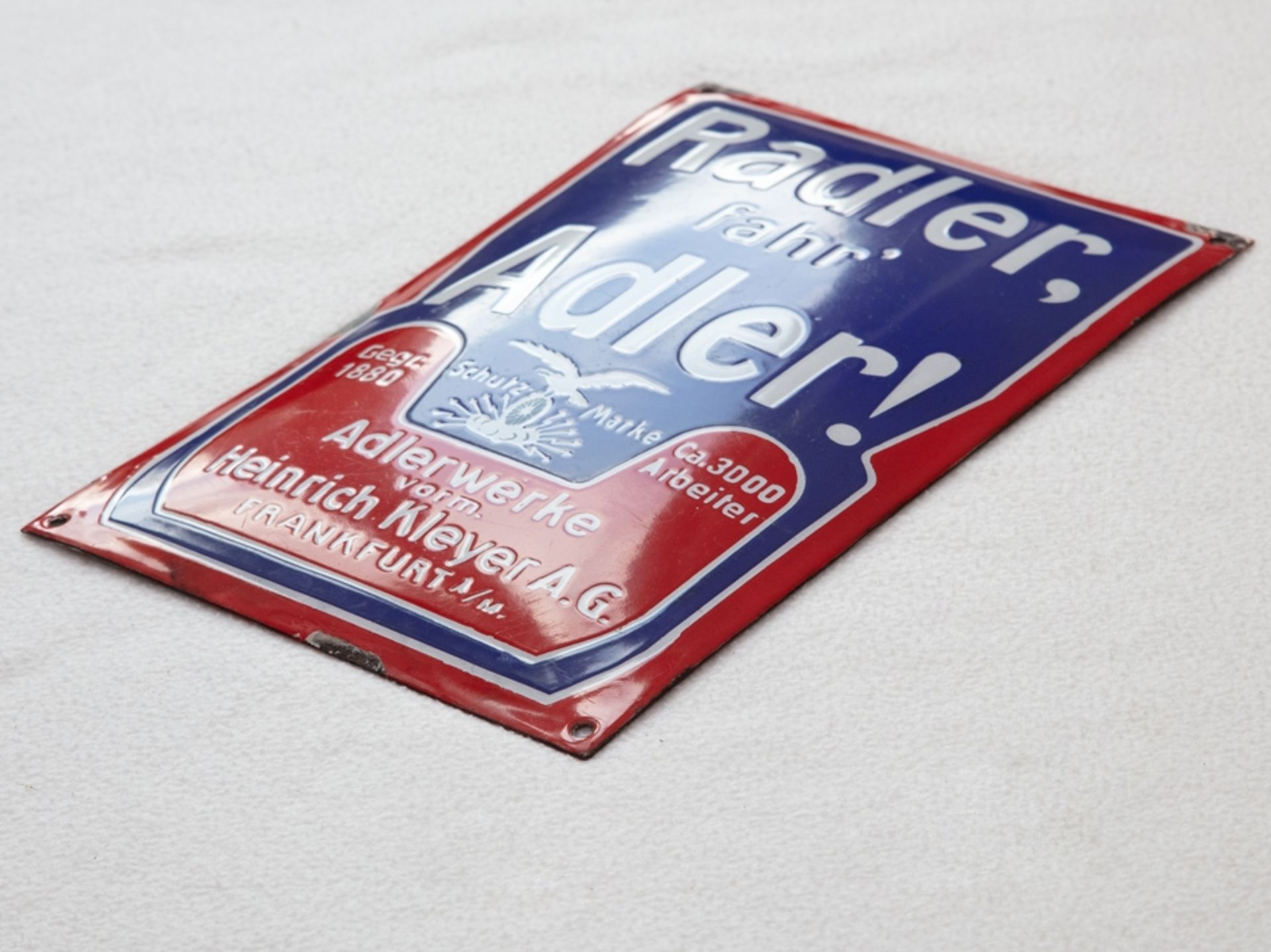 Enamel sign Radler, fahr Adler, Frankfurt am Main, around 1910 - Image 3 of 7