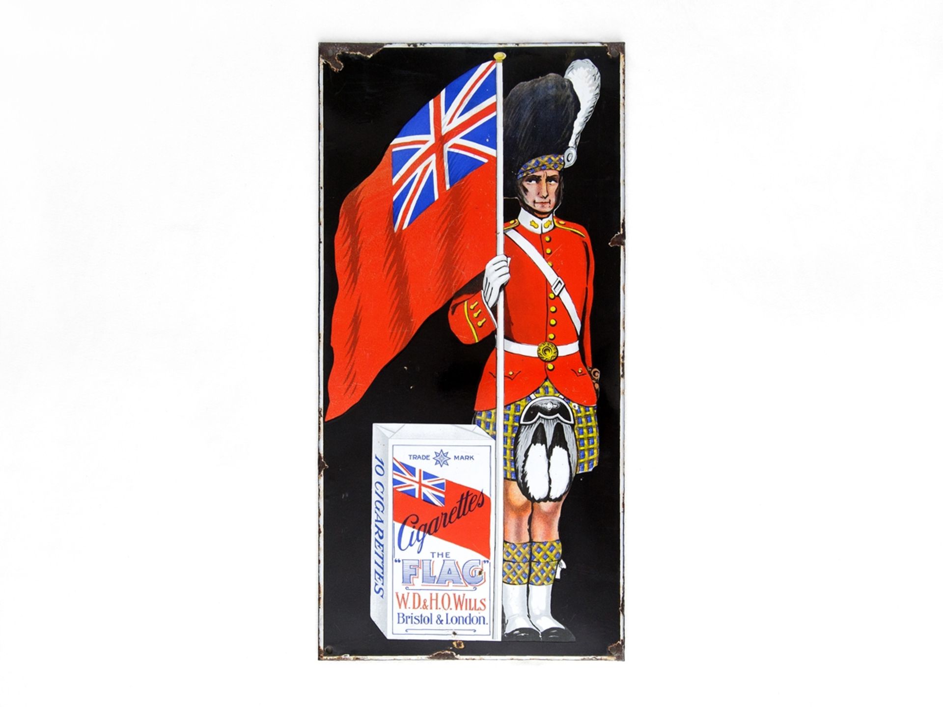 Enamel sign The Flag Cigarettes, Denmark, England, Bristol & London, around 1930 - Image 7 of 7