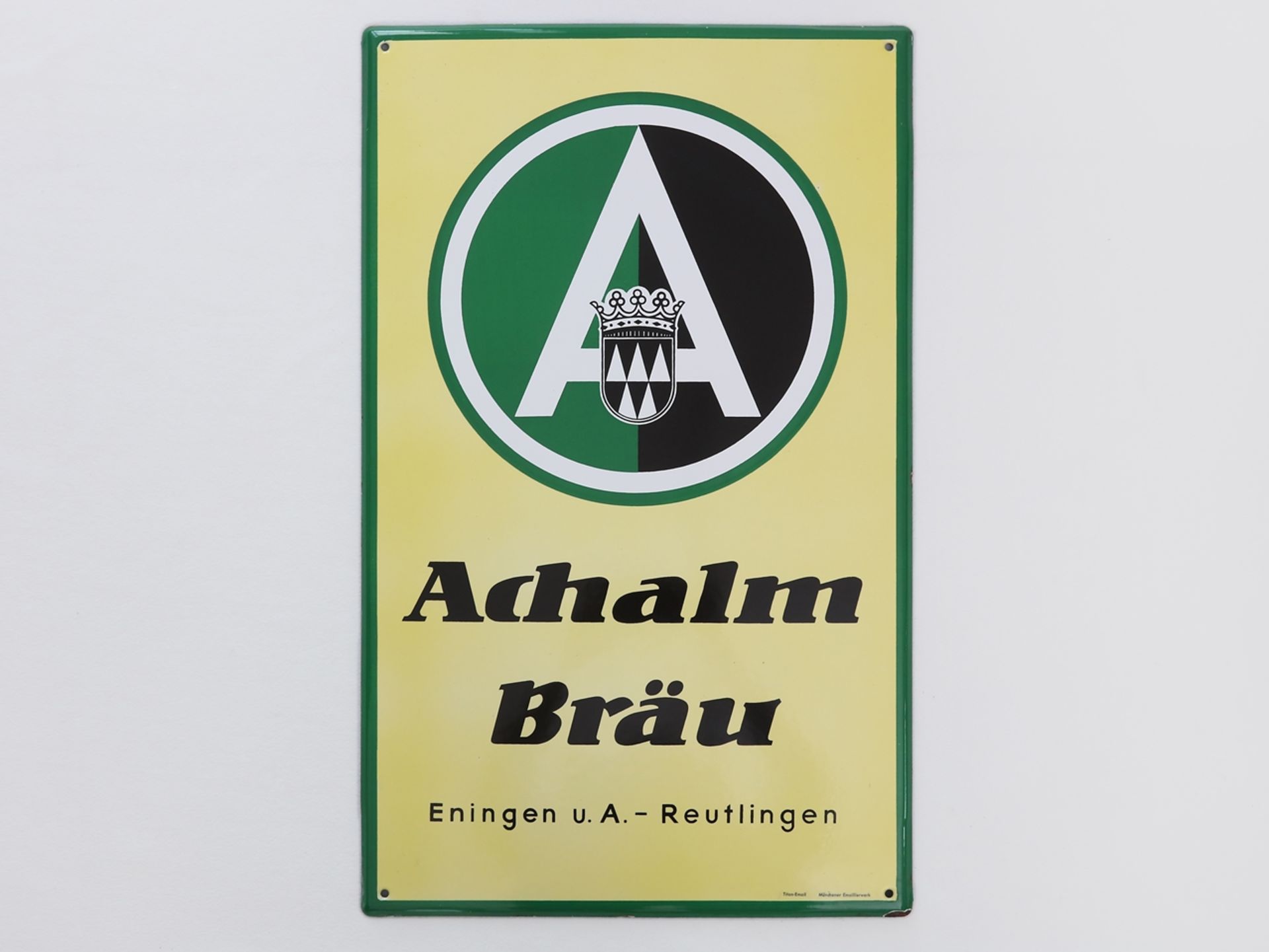Emailschild Achalm Bräu, Eningen u.A. -  Reutlingen, um 1950 - Bild 7 aus 7