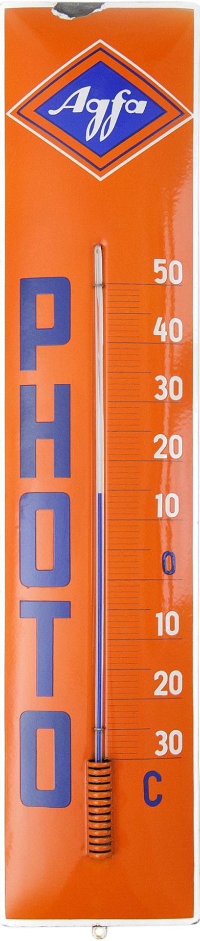 Enamel sign Agfa photo thermometer, XXL, Rummelsburg near Berlin, around 1960