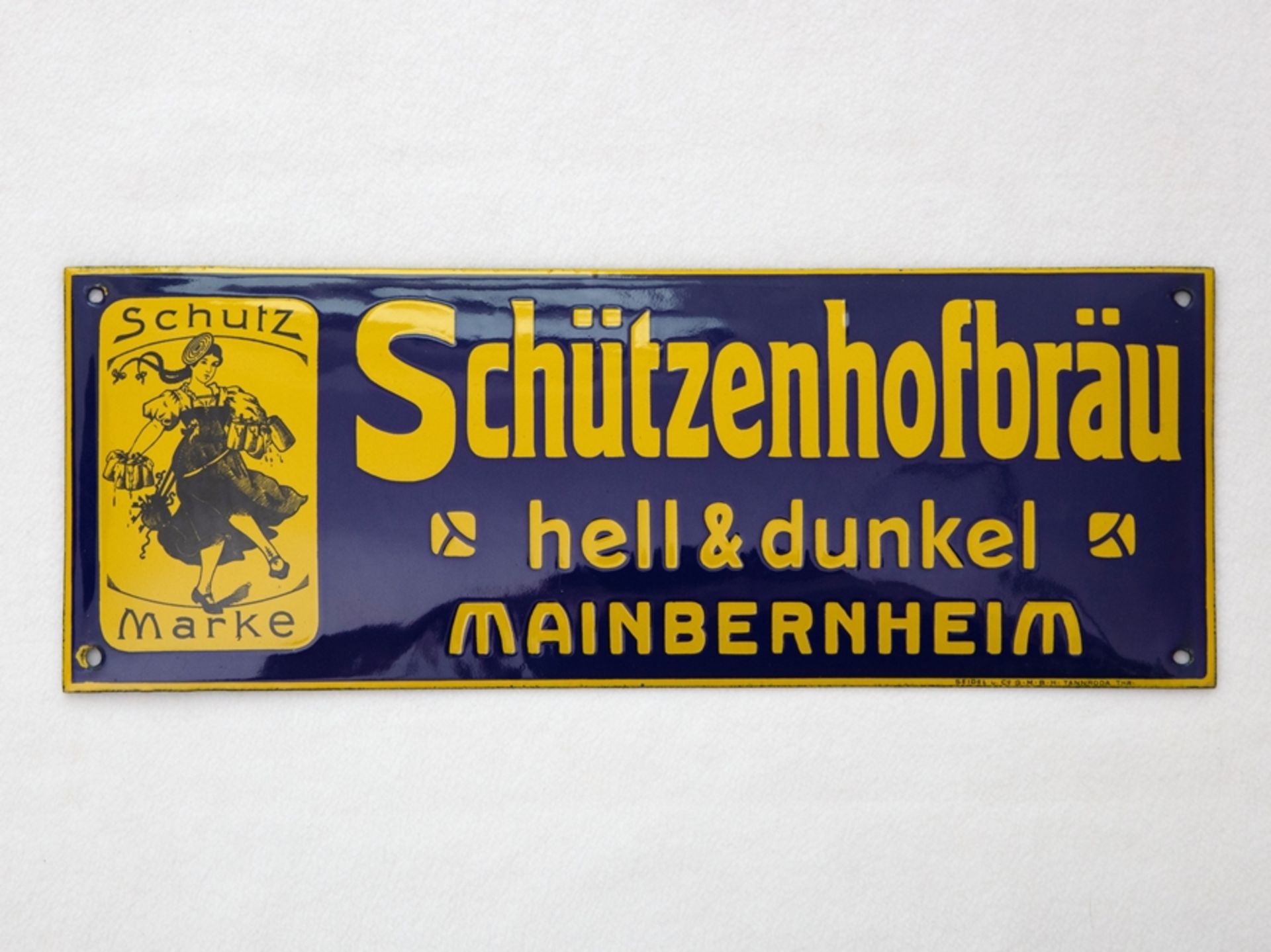 Emailschild Schützenhofbräu, Traumzustand! Mainbernheim bei Kitzingen, um 1920 - Bild 7 aus 7