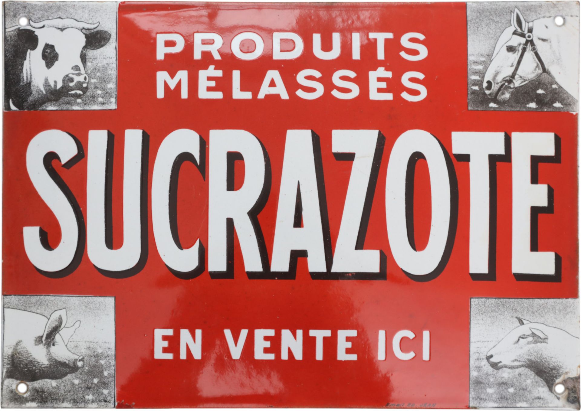 Enamel sign Sucrazote, France, around 1920