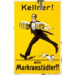 Emailschild Markranstädter Bier, Markranstadt bei Leipzig, um 1920