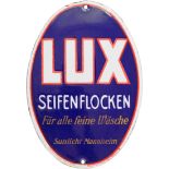 Enamel sign Lux soap flakes door sign, Mannheim, around 1920